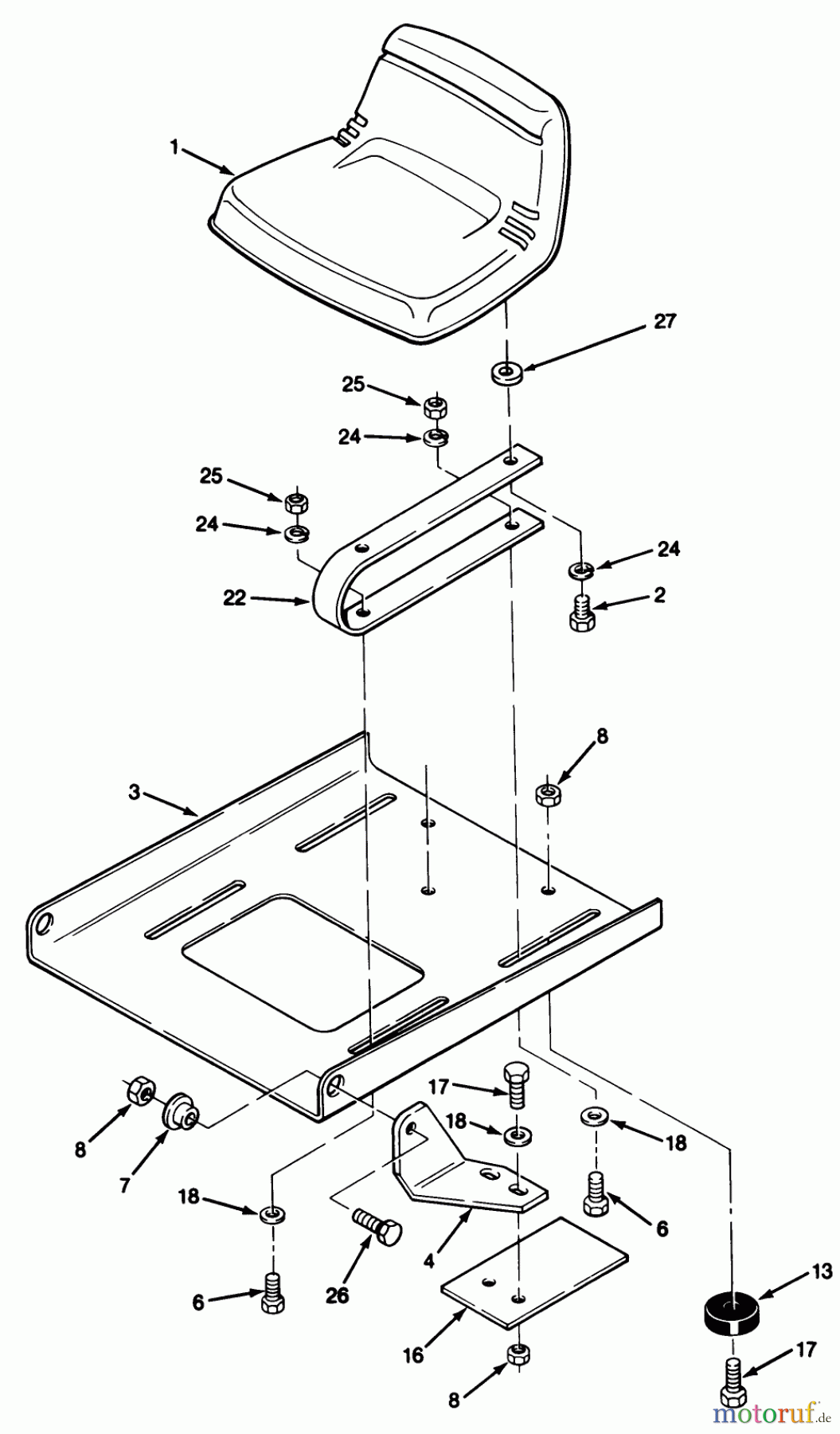  Toro Neu Mowers, Lawn & Garden Tractor Seite 2 R2-12OE02 (212-H) - Toro 212-H Tractor, 1992 (2000001-2999999) SEAT ASSEMBLY