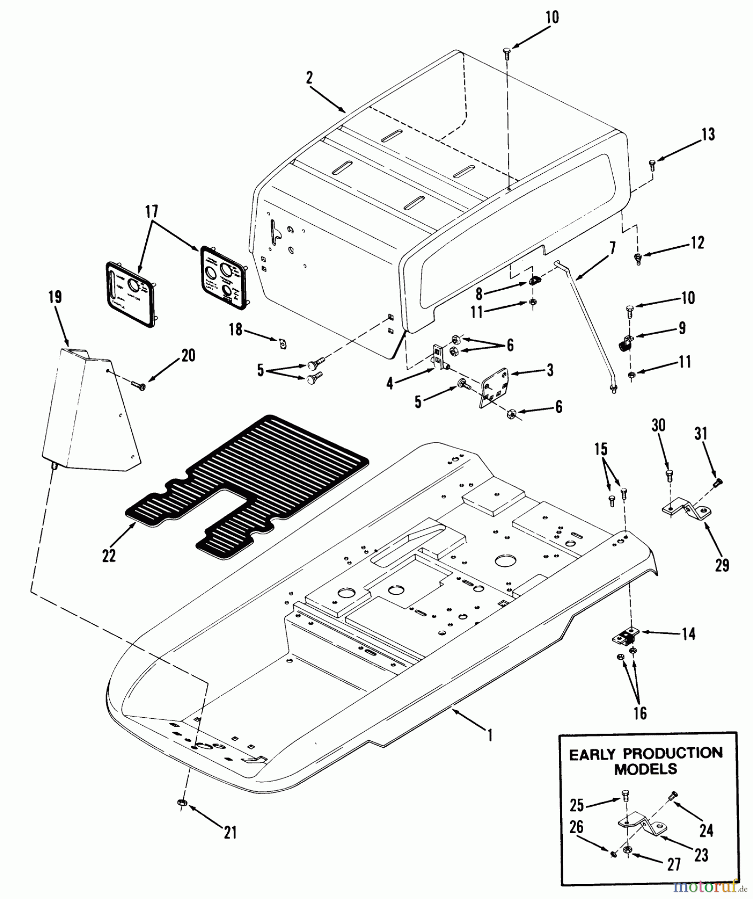  Toro Neu Mowers, Rear-Engine Rider 93-11BP01 (A-111) - Toro A-111 5-Speed Rear Engine Rider, 1979 BODY, SHEET METAL AND COVERS