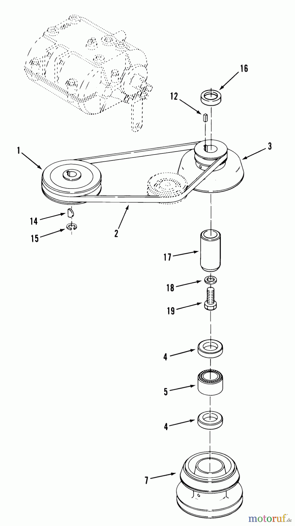 Toro Neu Mowers, Rear-Engine Rider 23-11BP03 (A-111) - Toro A-111 5-Speed Rear Engine Rider, 1984 DRIVE BELT AND PULLEYS
