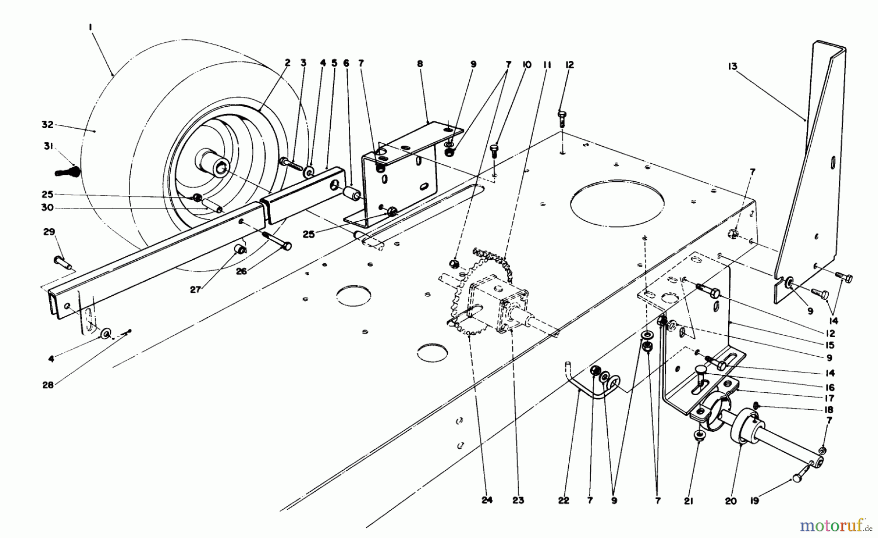  Toro Neu Mowers, Rear-Engine Rider 56155 (11-32) - Toro 11-32 Rear Engine Rider, 1986 (6000001-6999999) REAR AXLE ASSEMBLY