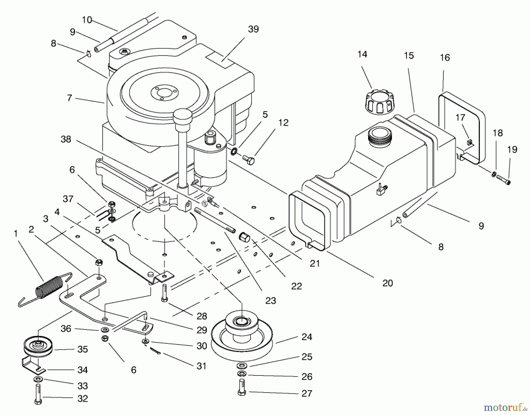  Toro Neu Mowers, Rear-Engine Rider 70082 (12-32) - Toro 12-32 Rear Engine Rider, 1998 (8900001-8999999) ENGINE ASSEMBLY