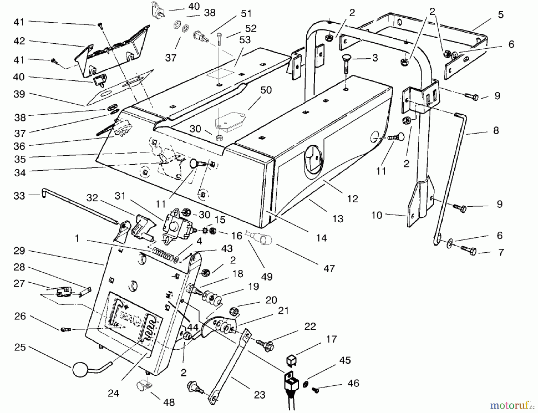 Toro Neu Mowers, Rear-Engine Rider 70122 (8-25) - Toro 8-25 Rear Engine Rider, 2001 (210000001-210999999) REAR BODY ASSEMBLY
