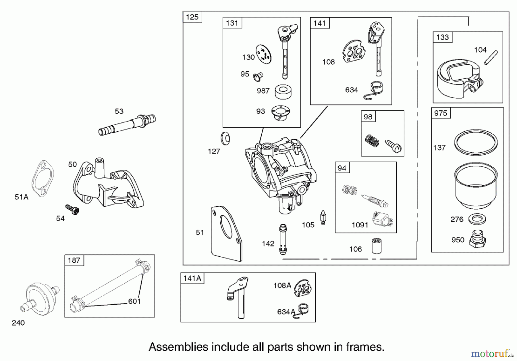  Toro Neu Mowers, Rear-Engine Rider 70125 (13-32G) - Toro 13-32G Rear Engine Rider, 2002 (220000001-220999999) CARBURETOR ASSEMBLY ENGINE BRIGGS AND STRATTON MODEL 28M707-1127-E1