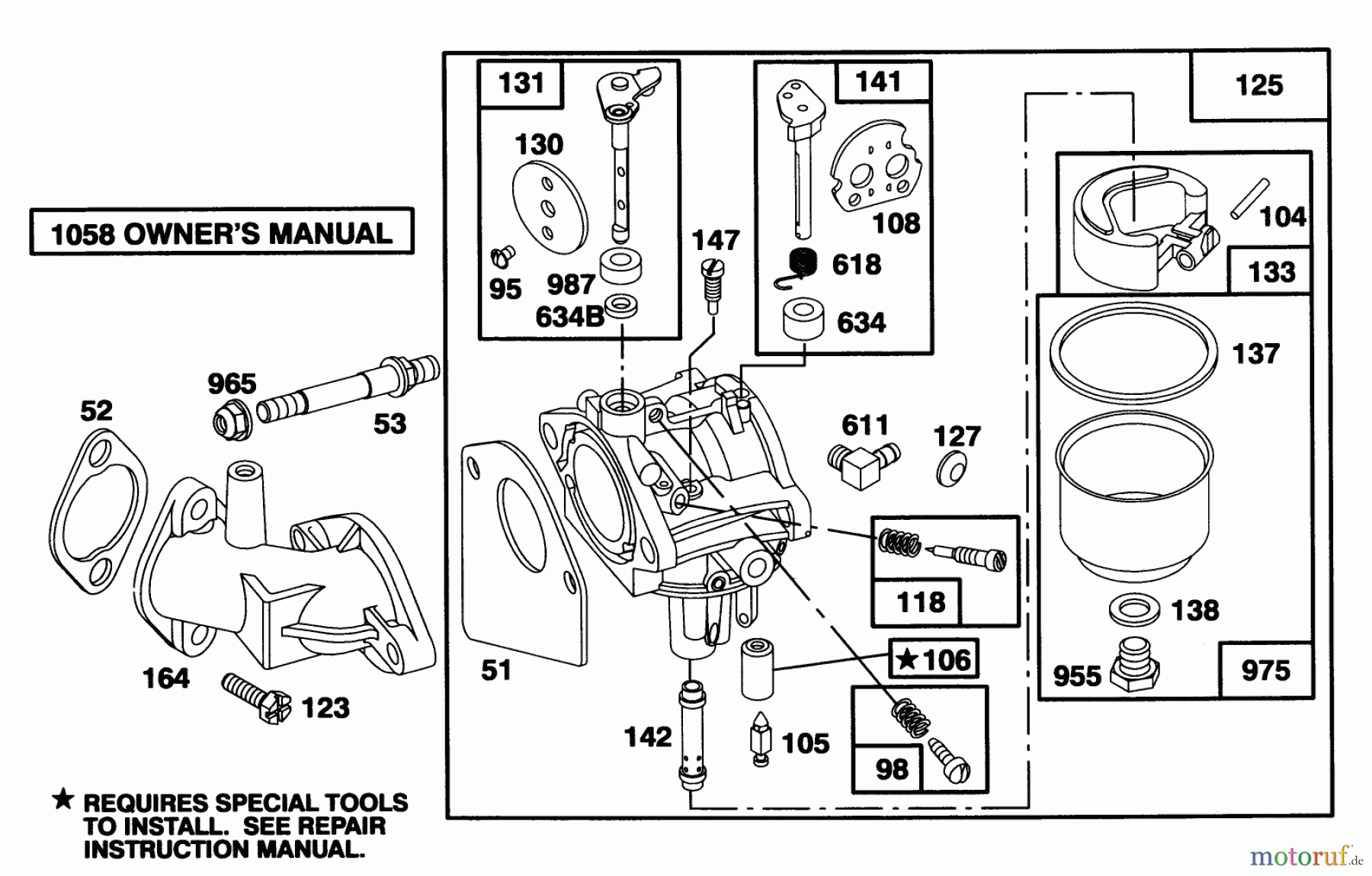 Toro Neu Mowers, Rear-Engine Rider 70141 (12-32) - Toro 12-32 Rear Engine Rider, 1995 (59000001-59999999) ENGINE BRIGGS & STRATTON MODEL 283707-0160-01 #3