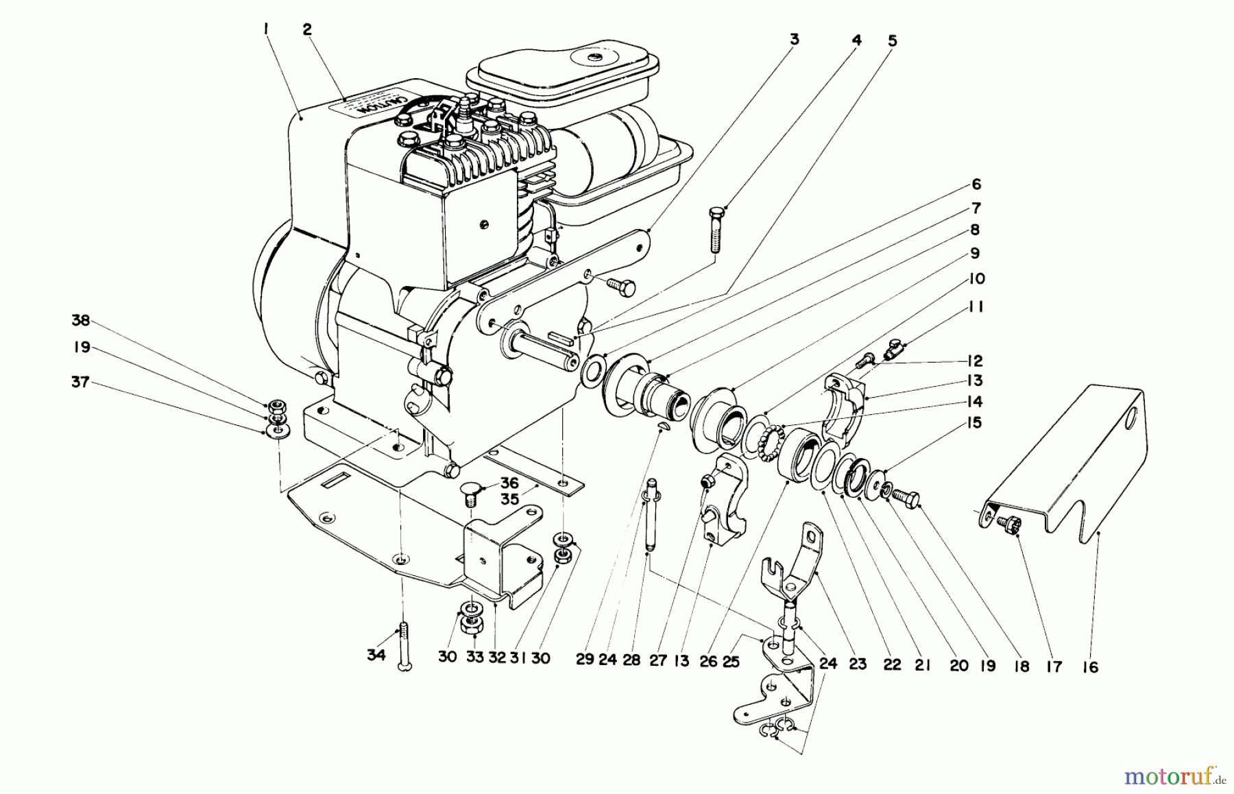  Toro Neu Mowers, Walk-Behind Seite 1 10121 - Toro Sportlawn Lawnmower, 1973 (3000001-3999999) ENGINE ASSEMBLY