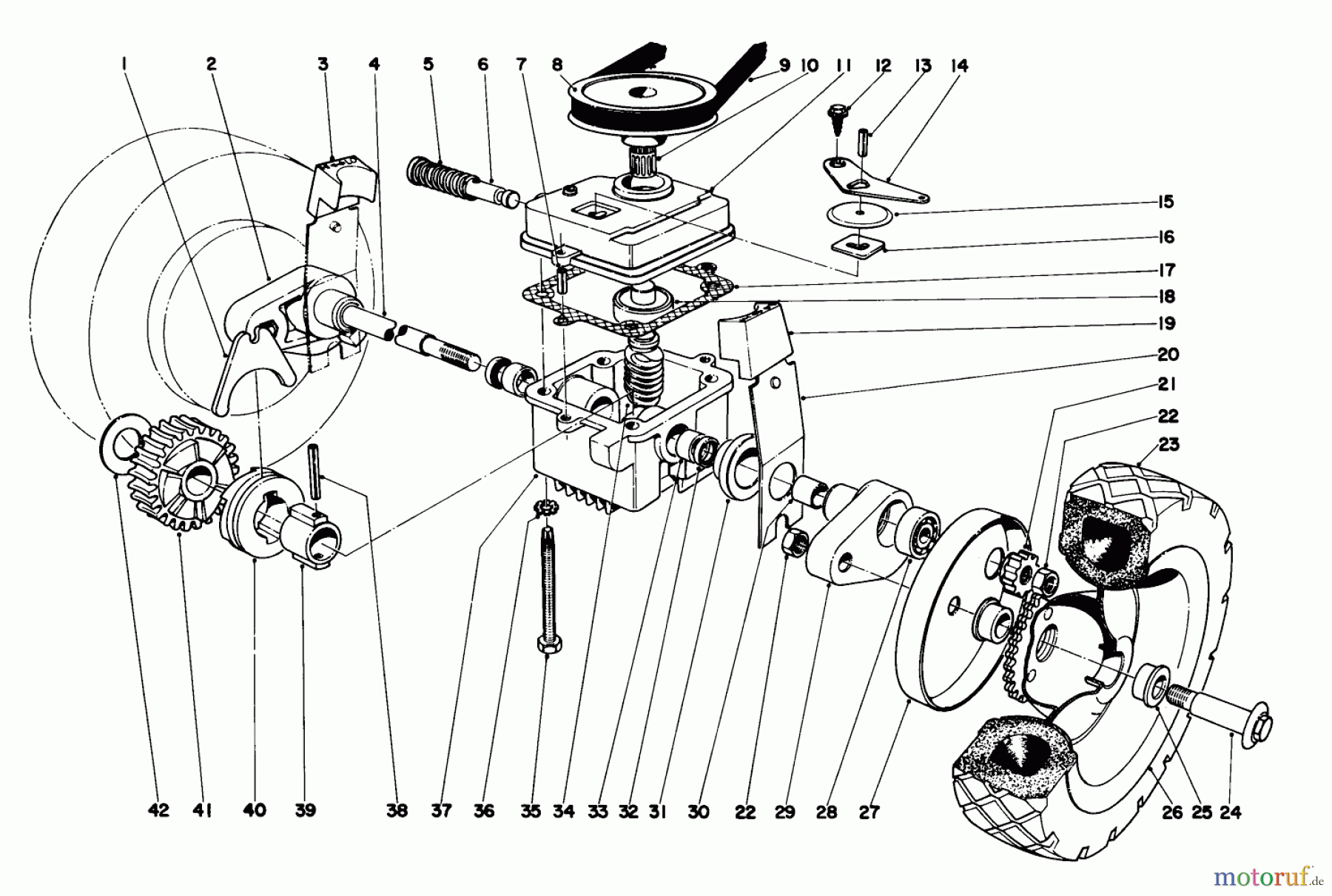  Toro Neu Mowers, Walk-Behind Seite 1 16000 - Toro Fiesta Lawnmower, 1971 (1000001-1999999) GEAR CASE ASSEMBLY MODEL NO. 16222