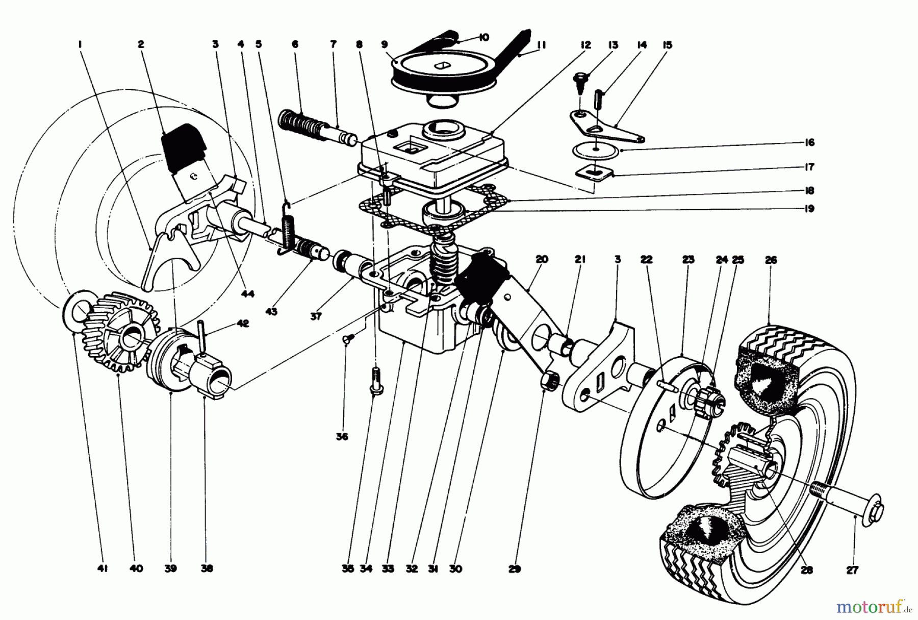  Toro Neu Mowers, Walk-Behind Seite 1 16113 - Toro Whirlwind II Lawnmower, 1977 (7000001-7999999) GEAR BOX ASSEMBLY MODEL 16277