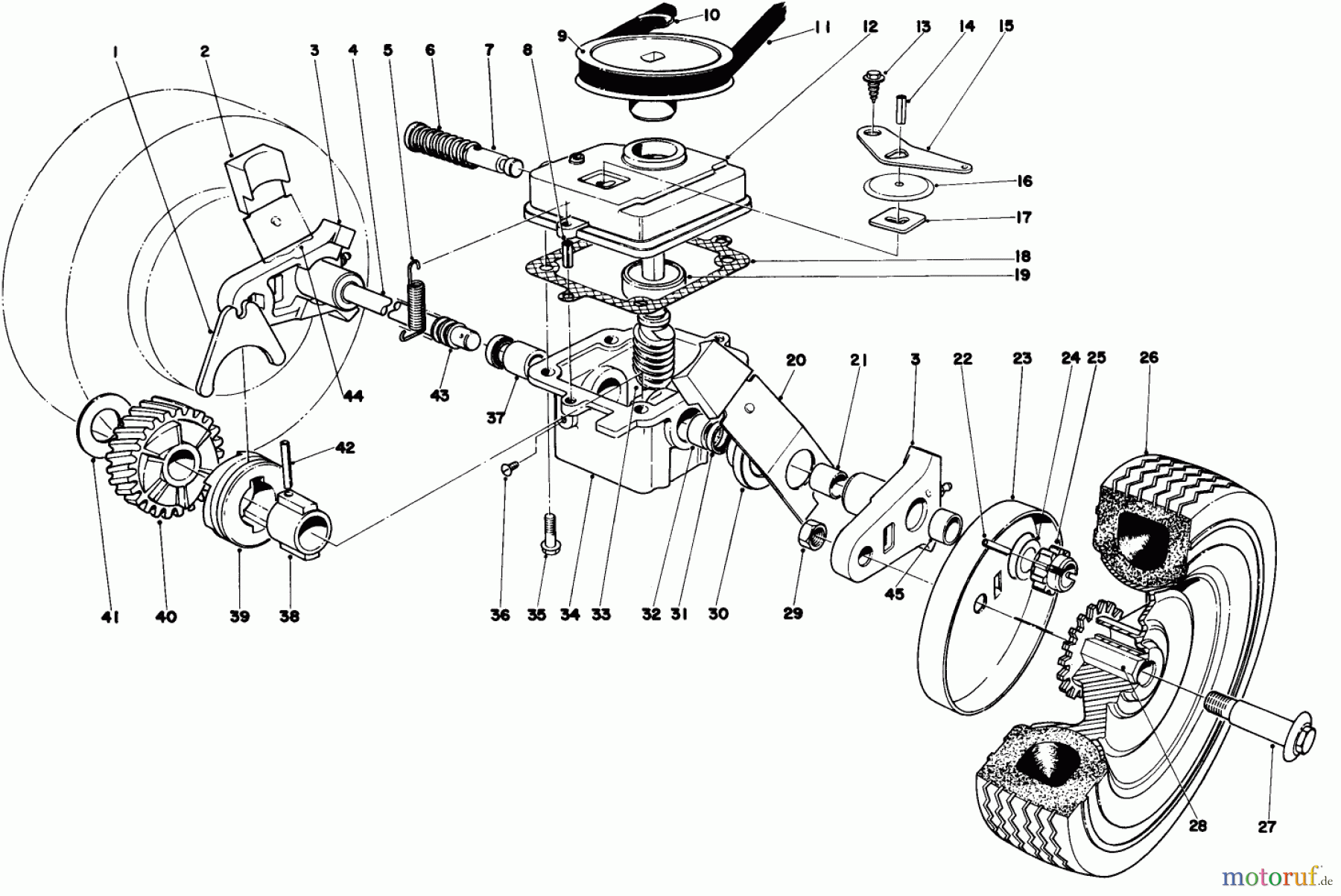  Toro Neu Mowers, Walk-Behind Seite 1 16009 - Toro Whirlwind II Lawnmower, 1979 (9000001-9999999) GEAR BOX ASSEMBLY MODEL 16277
