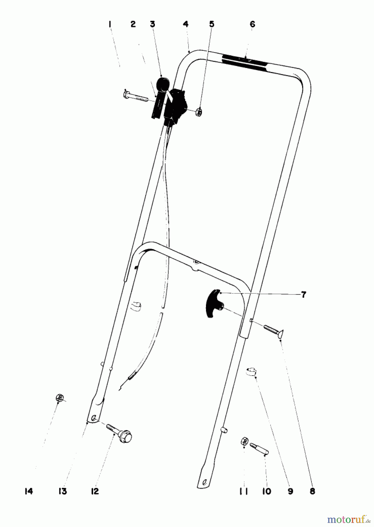  Toro Neu Mowers, Walk-Behind Seite 1 16287 - Toro Whirlwind II Lawnmower, 1979 (9000001-9999999) HANDLE ASSEMBLY MODEL 16067 AND 16155