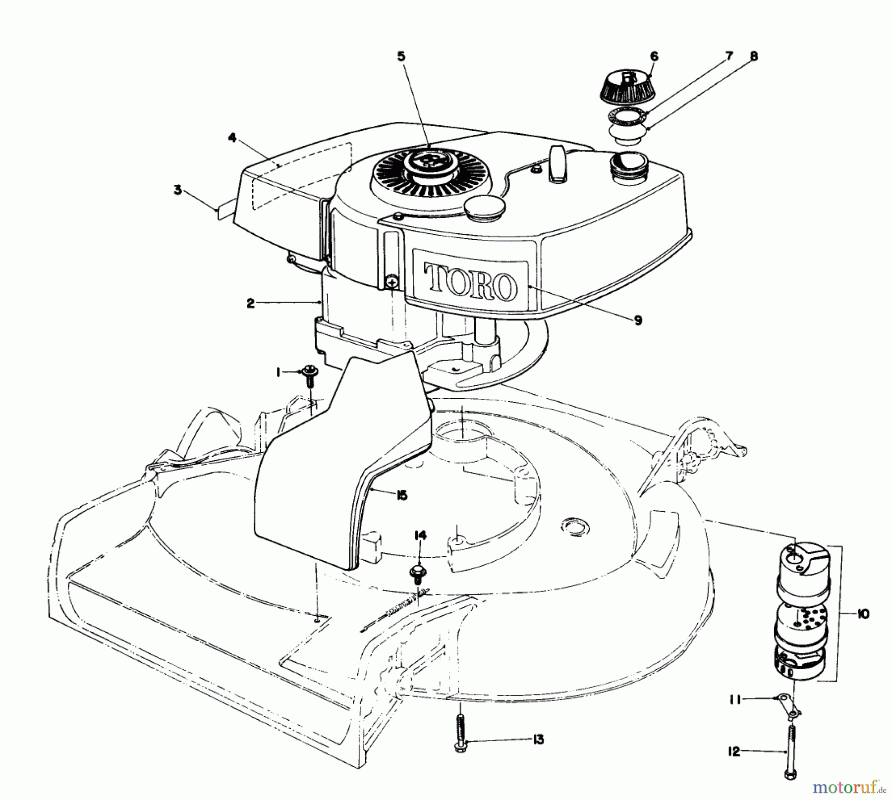  Toro Neu Mowers, Walk-Behind Seite 1 16077 - Toro Lawnmower, 1980 (0000001-0999999) ENGINE ASSEMBLY MODEL 16297