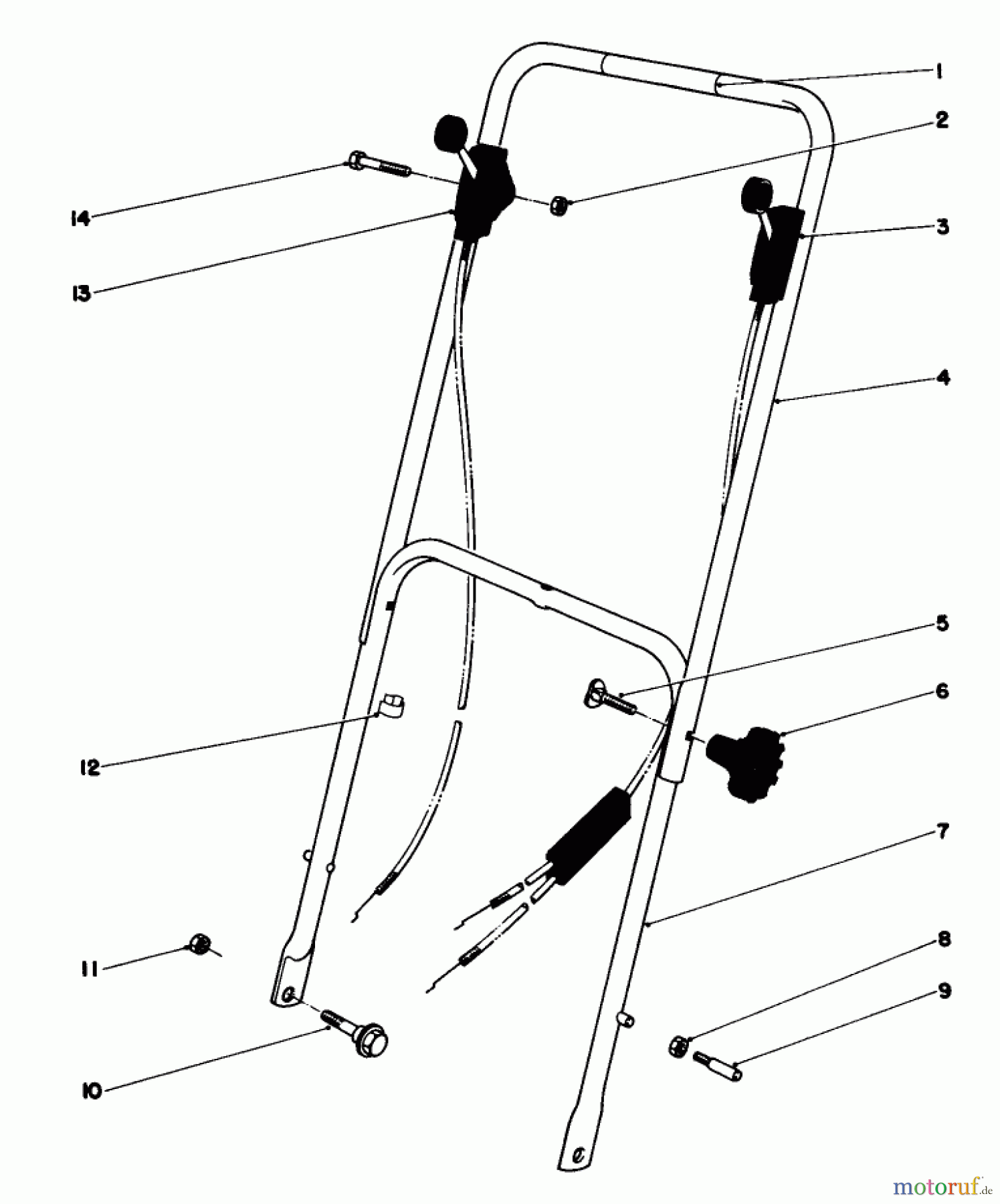  Toro Neu Mowers, Walk-Behind Seite 1 16297 - Toro Lawnmower, 1980 (0000001-0999999) HANDLE ASSEMBLY MODEL 16297