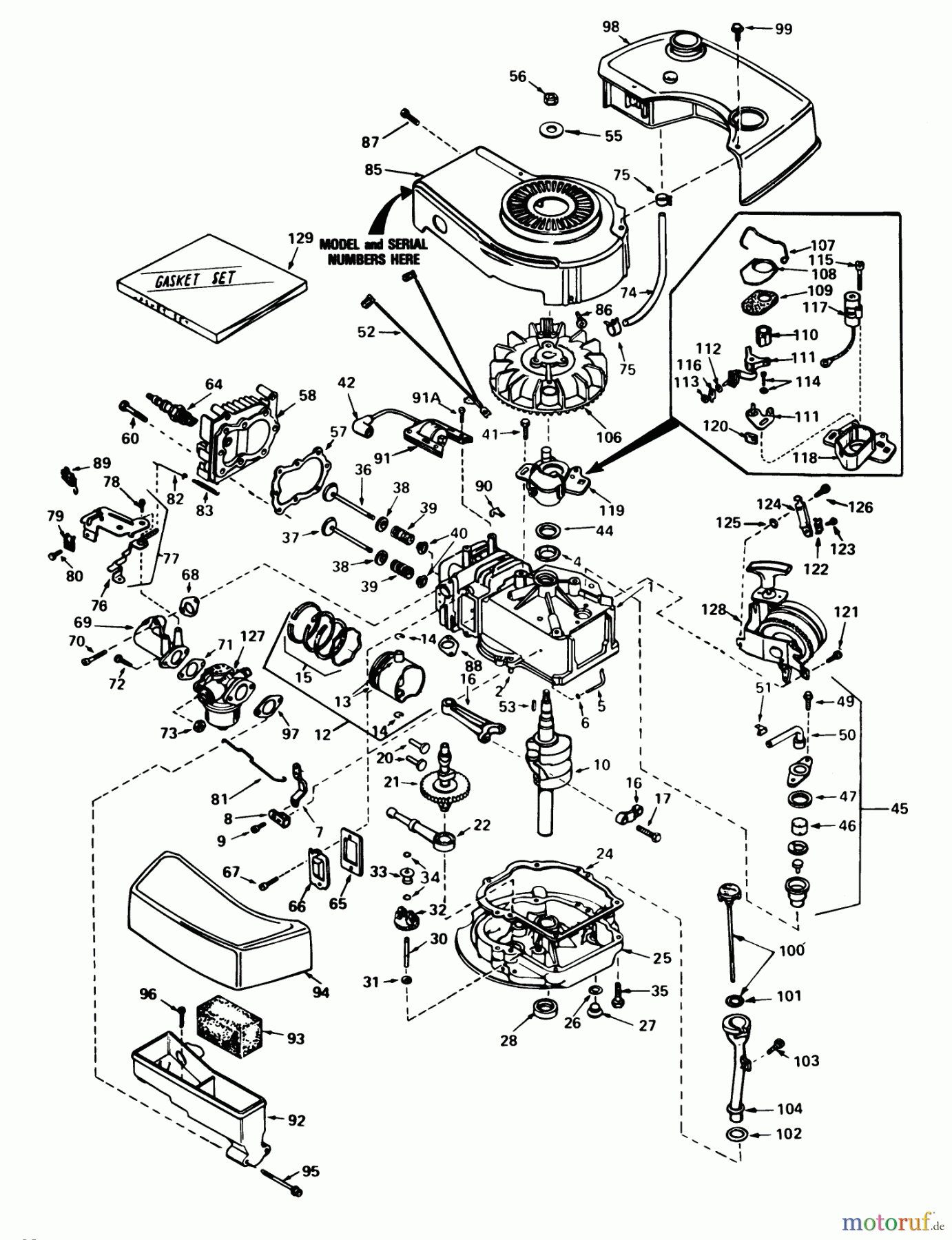  Toro Neu Mowers, Walk-Behind Seite 1 16297 - Toro Lawnmower, 1981 (1000001-1999999) ENGINE TECUMSEH MODEL NO. TNT 100-10071D