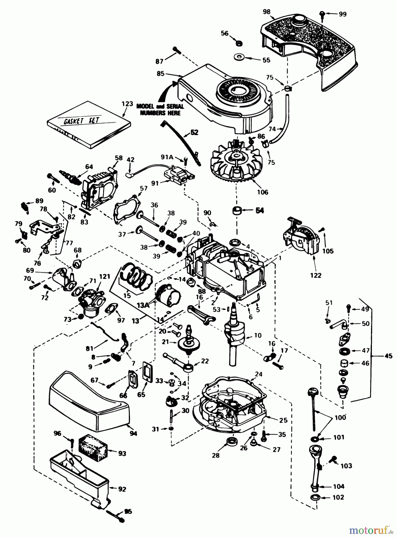  Toro Neu Mowers, Walk-Behind Seite 1 16165 - Toro Lawnmower, 1984 (4000001-4999999) ENGINE TECUMSEH MODEL NO. TNT 100-10077E