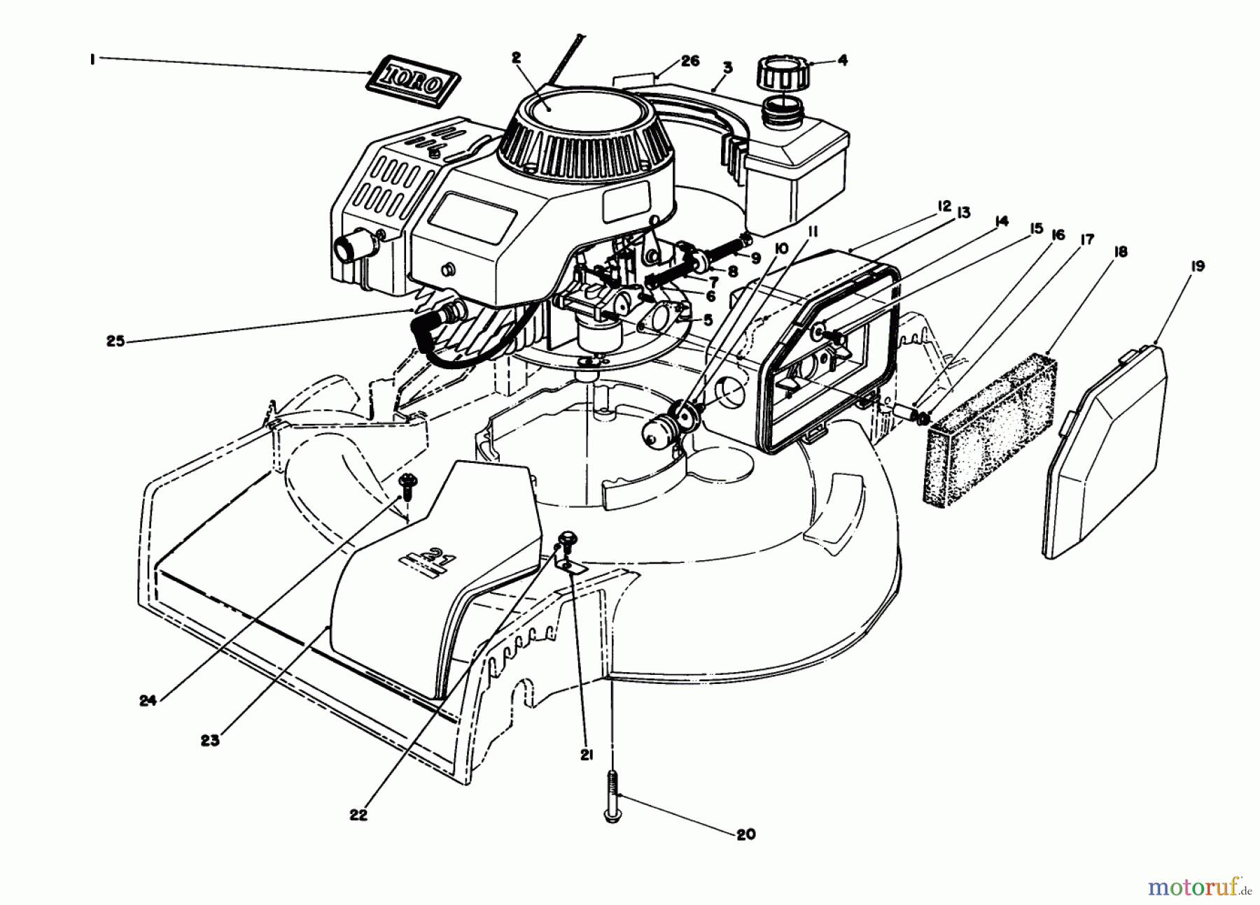  Toro Neu Mowers, Walk-Behind Seite 1 16212B - Toro Lawnmower, 1992 (2000001-2999999) ENGINE ASSEMBLY