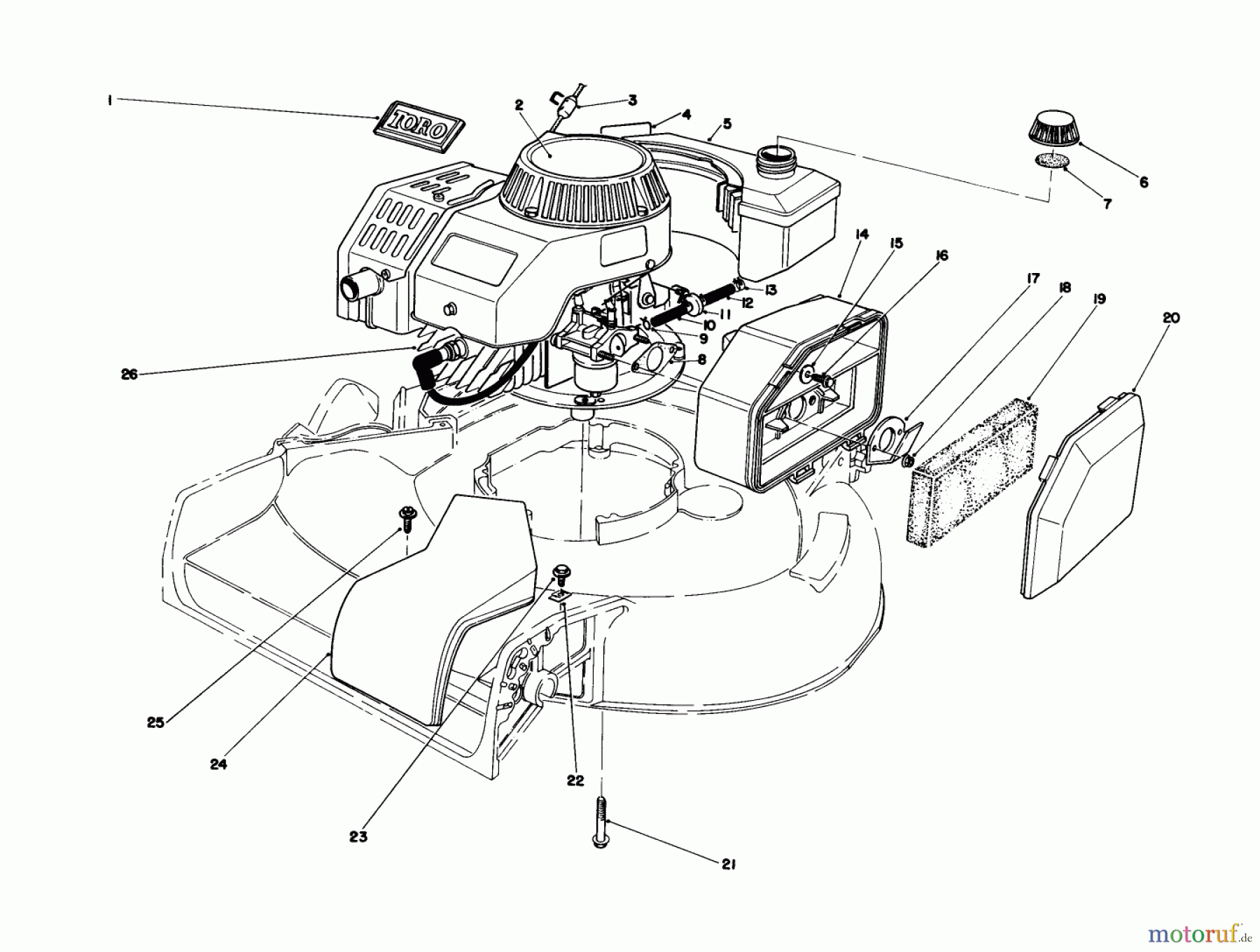  Toro Neu Mowers, Walk-Behind Seite 1 16212C - Toro Lawnmower, 1986 (6000001-6999999) ENGINE ASSEMBLY