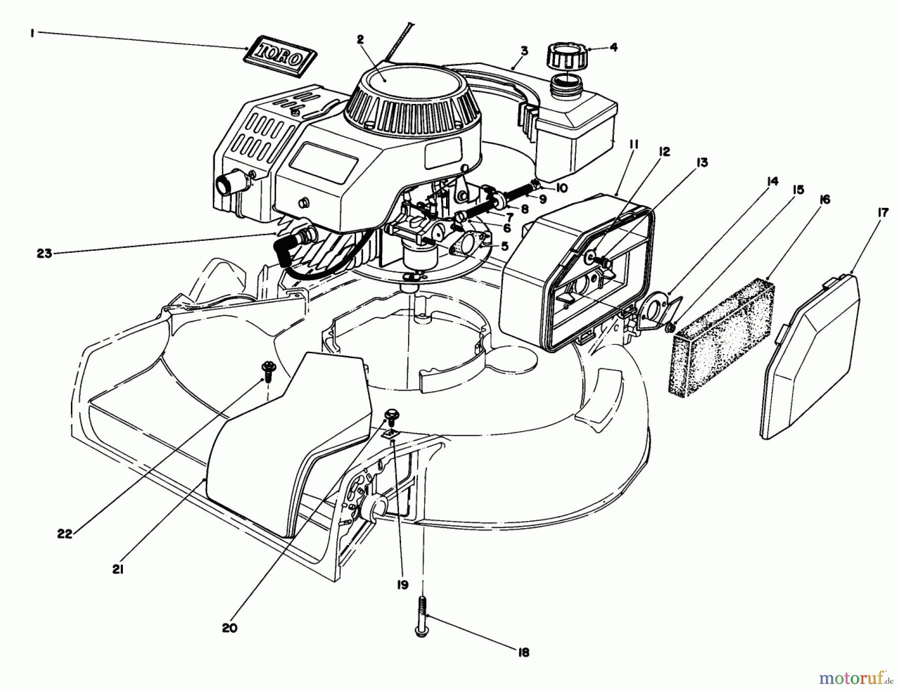  Toro Neu Mowers, Walk-Behind Seite 1 16212C - Toro Lawnmower, 1987 (7000001-7999999) ENGINE ASSEMBLY (MODEL NO. 47PG6)