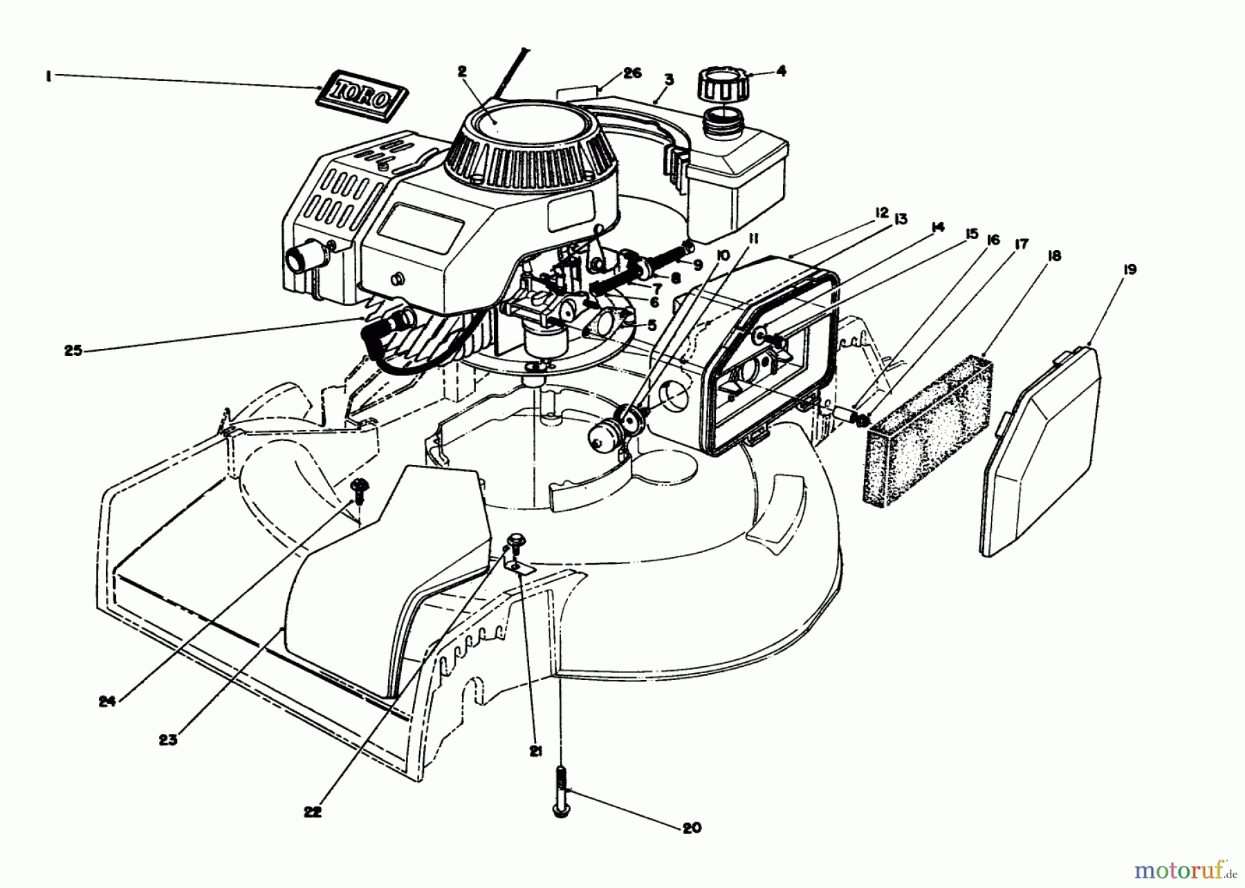  Toro Neu Mowers, Walk-Behind Seite 1 16212CG - Toro Lawnmower, 1989 (9000001-9999999) ENGINE ASSEMBLY