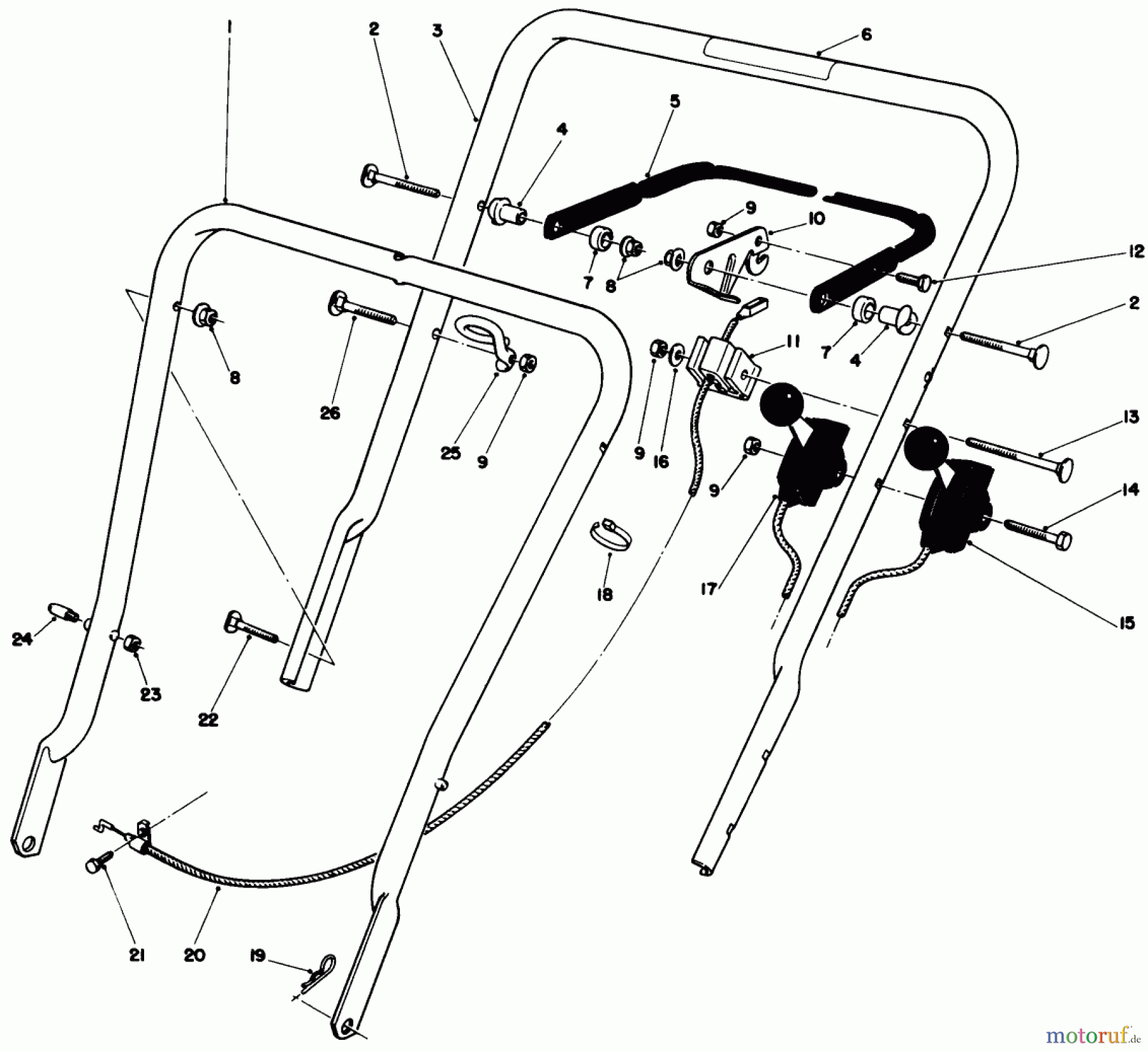  Toro Neu Mowers, Walk-Behind Seite 1 16212W - Toro Lawnmower, 1990 (0000001-0999999) HANDLE ASSEMBLY