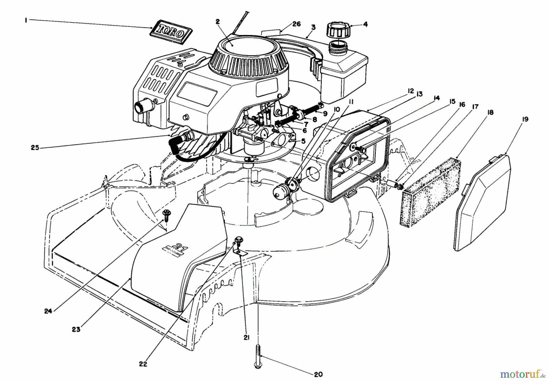  Toro Neu Mowers, Walk-Behind Seite 1 16212WG - Toro Lawnmower, 1990 (0000001-0999999) ENGINE ASSEMBLY