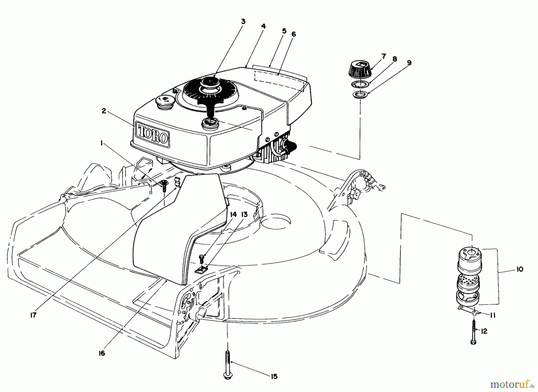  Toro Neu Mowers, Walk-Behind Seite 1 16297C - Toro Lawnmower, 1985 (5000001-5999999) ENGINE ASSEMBLY