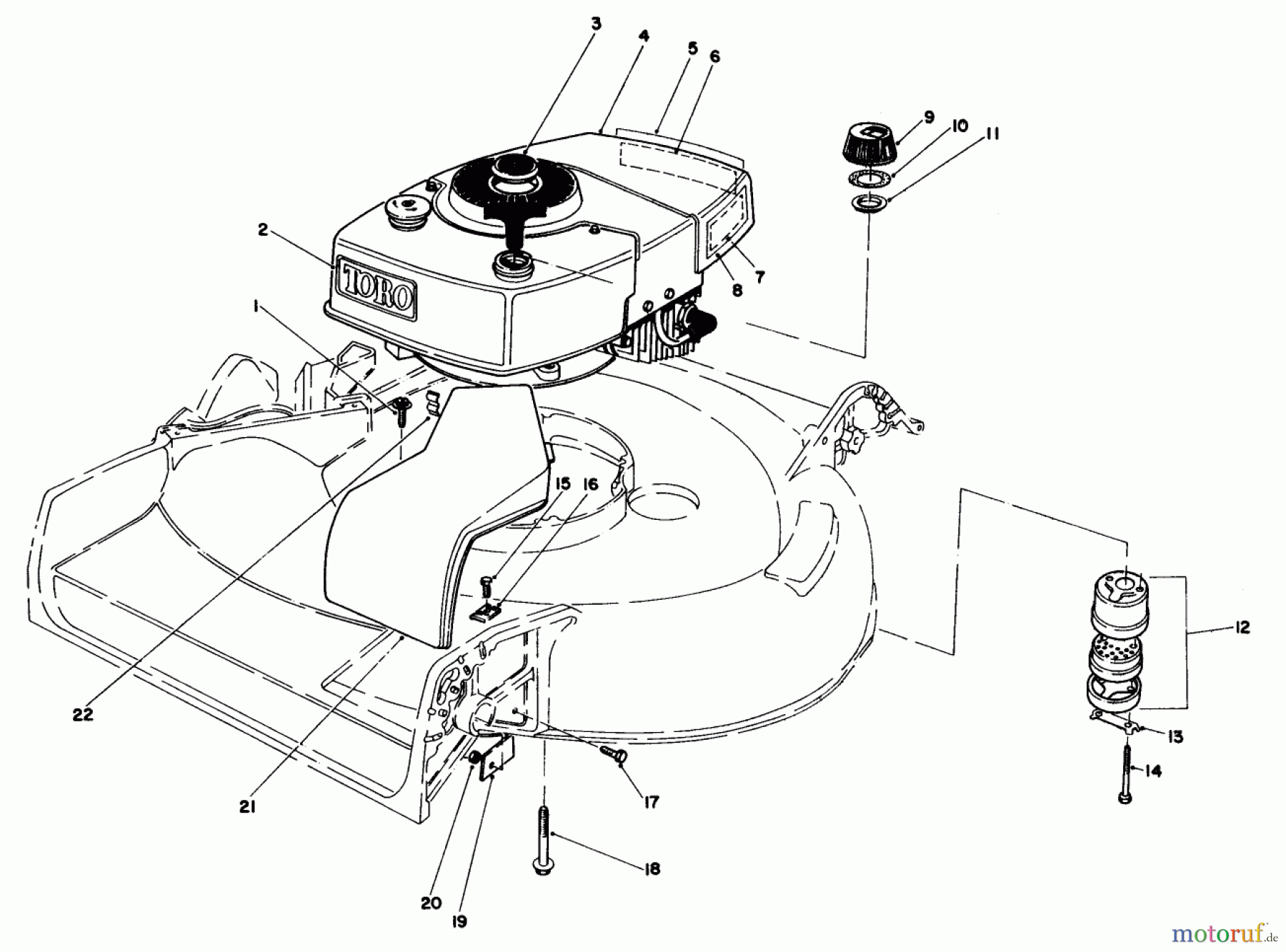  Toro Neu Mowers, Walk-Behind Seite 1 16299 - Toro Lawnmower, 1984 (4000001-4999999) ENGINE ASSEMBLY