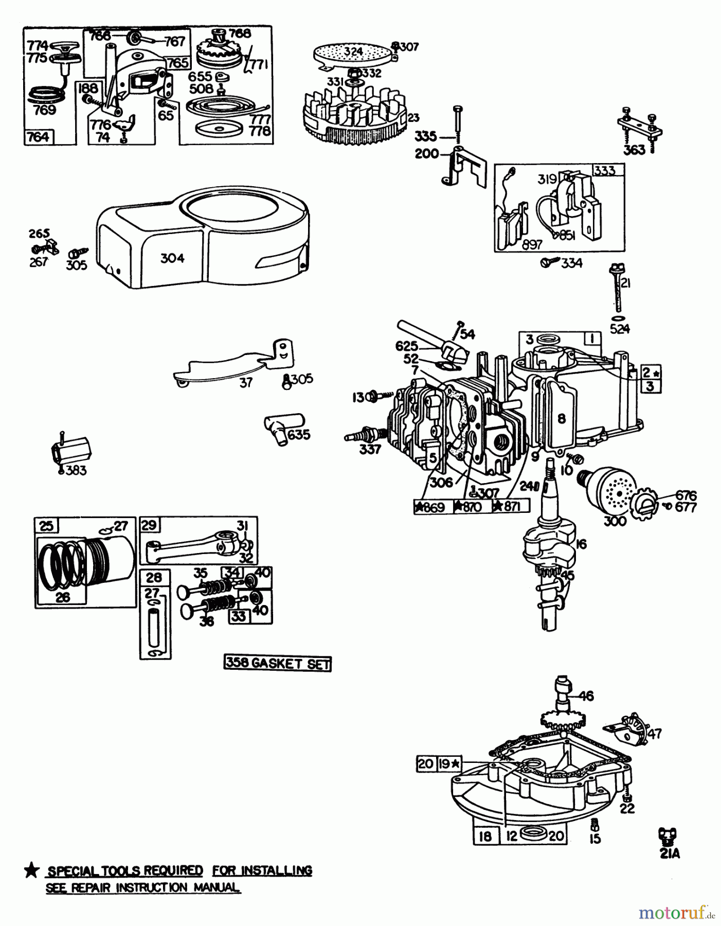  Toro Neu Mowers, Walk-Behind Seite 1 16330 - Toro Lawnmower, 1983 (3000001-3999999) ENGINE BRIGGS & STRATTON MODEL 92908-5205-01