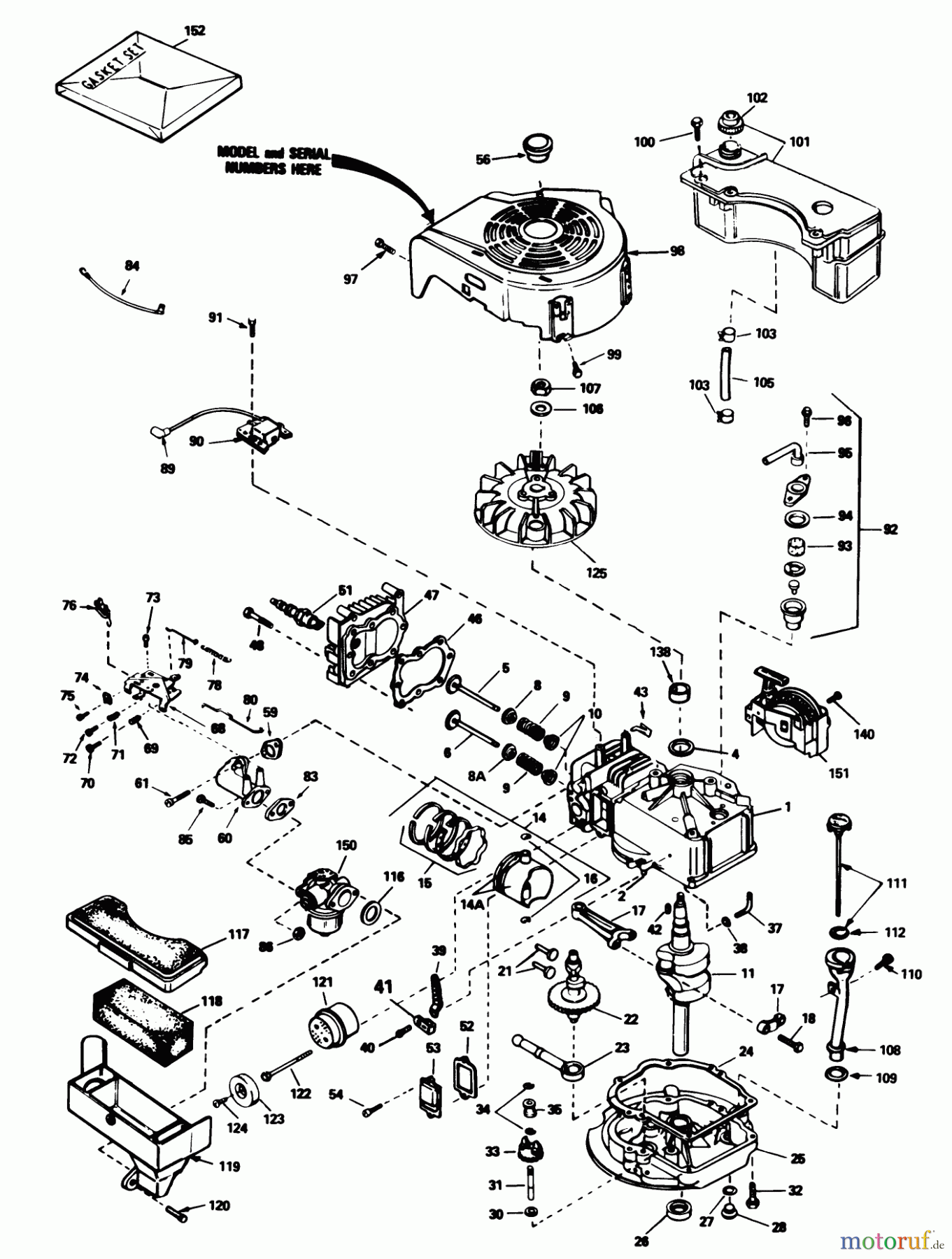  Toro Neu Mowers, Walk-Behind Seite 1 16340C - Toro Lawnmower, 1986 (6000001-6999999) ENGINE TECUMSEH MODEL NO. TVS100-44003