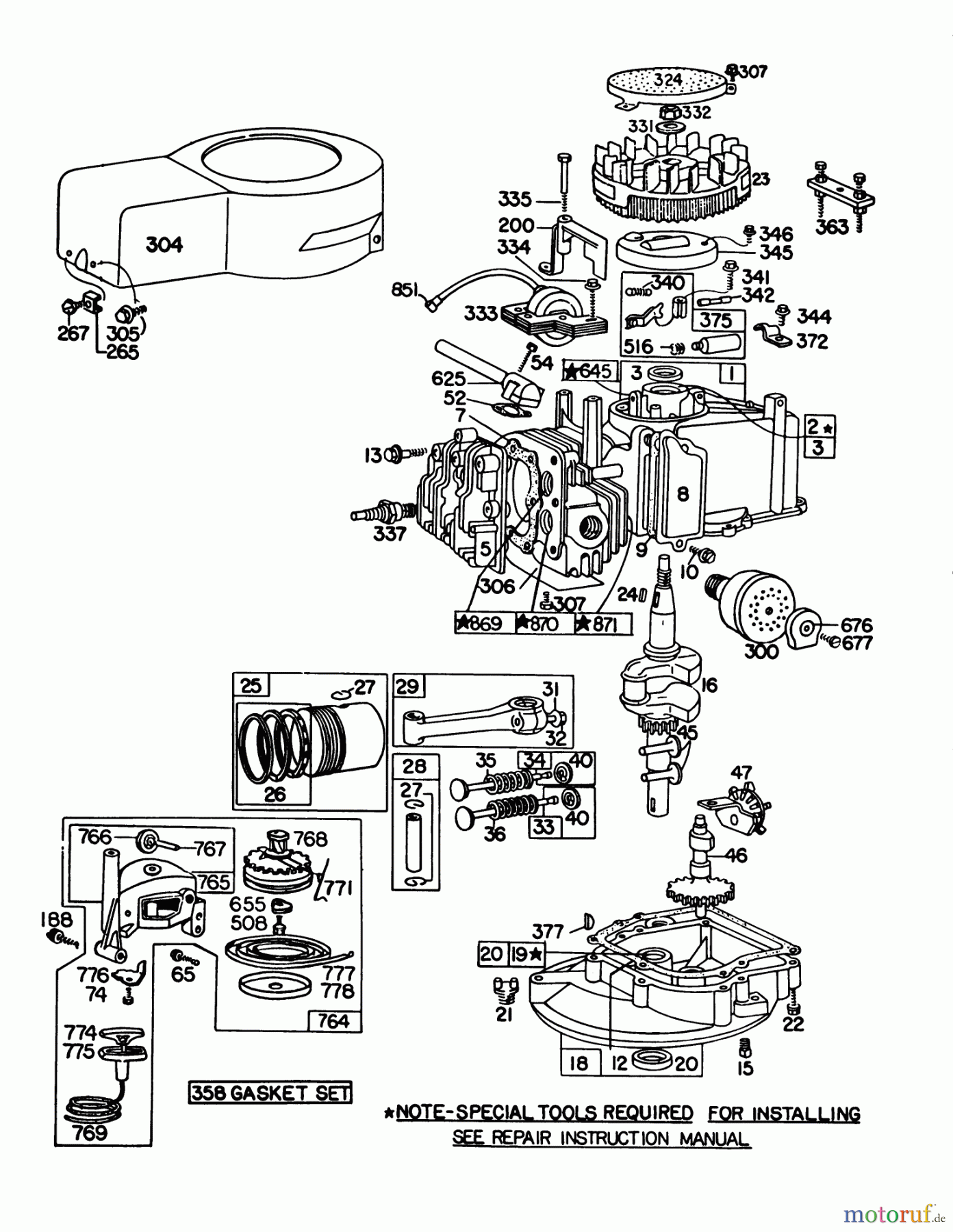  Toro Neu Mowers, Walk-Behind Seite 1 16390 - Toro Whirlwind PowR, 1981 (1000001-1999999) ENGINE BRIGGS & STRATTON MODEL 92908-2052-02, ENGINE BRIGGS & STRATTON MODEL 93508-0193-02