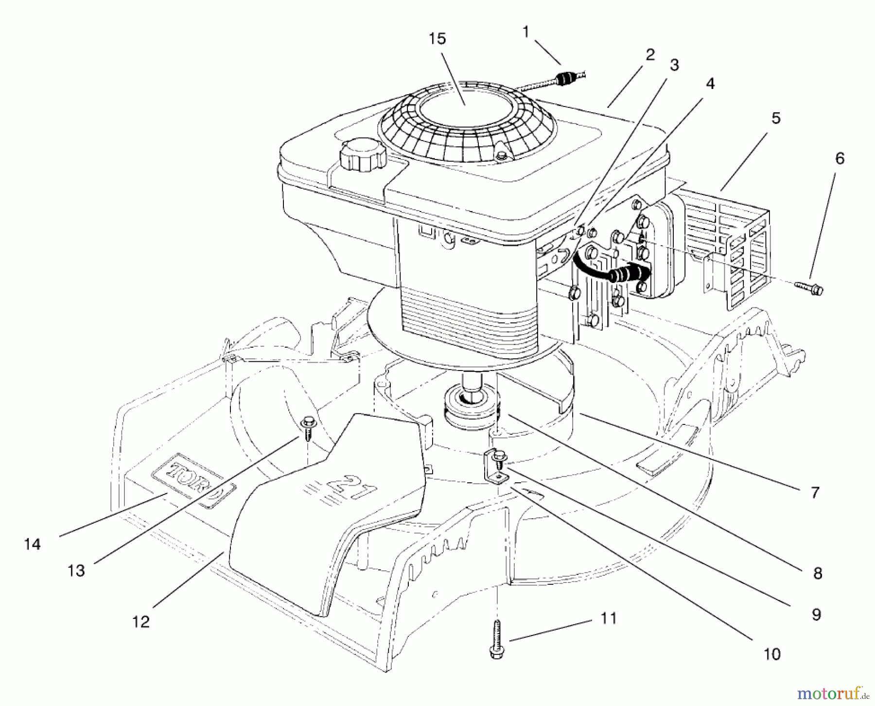  Toro Neu Mowers, Walk-Behind Seite 1 16401 (SD-21S) - Toro Side Discharge Mower, SD-21S, 1998 (890000001-899999999) ENGINE ASSEMBLY
