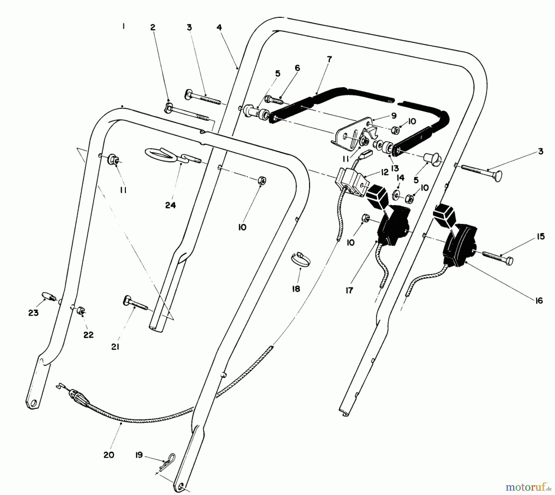  Toro Neu Mowers, Walk-Behind Seite 1 16401 - Toro Side Discharge Mower, 1994 (4900001-4999999) HANDLE ASSEMBLY