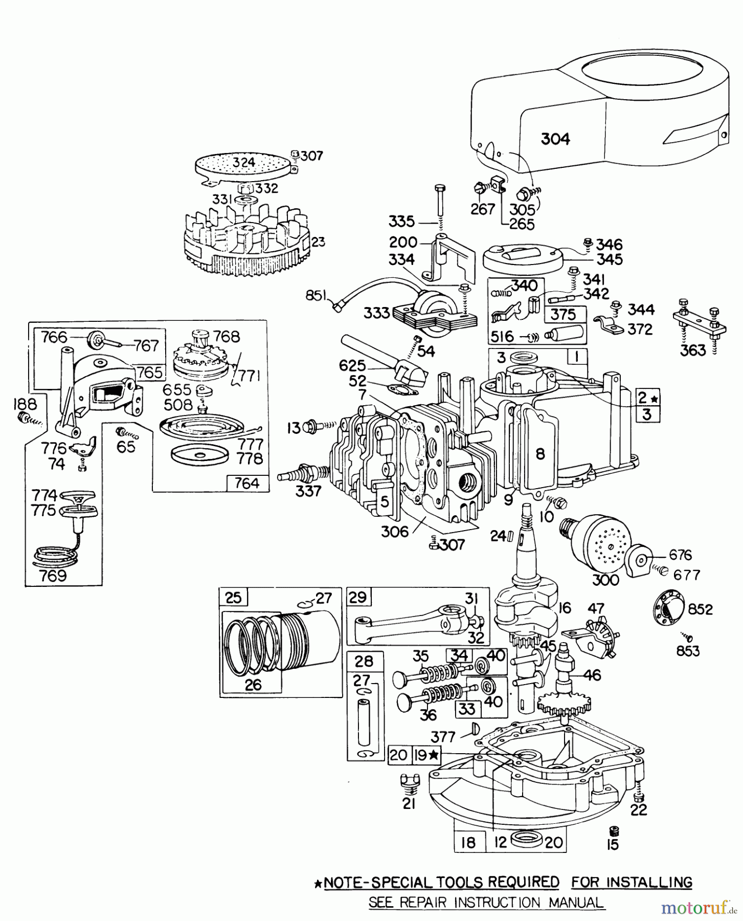  Toro Neu Mowers, Walk-Behind Seite 1 16550 - Toro Lawnmower, 1978 (8000001-8999999) ENGINE BRIGGS & STRATTON MODEL NO. 92908-1841-01
