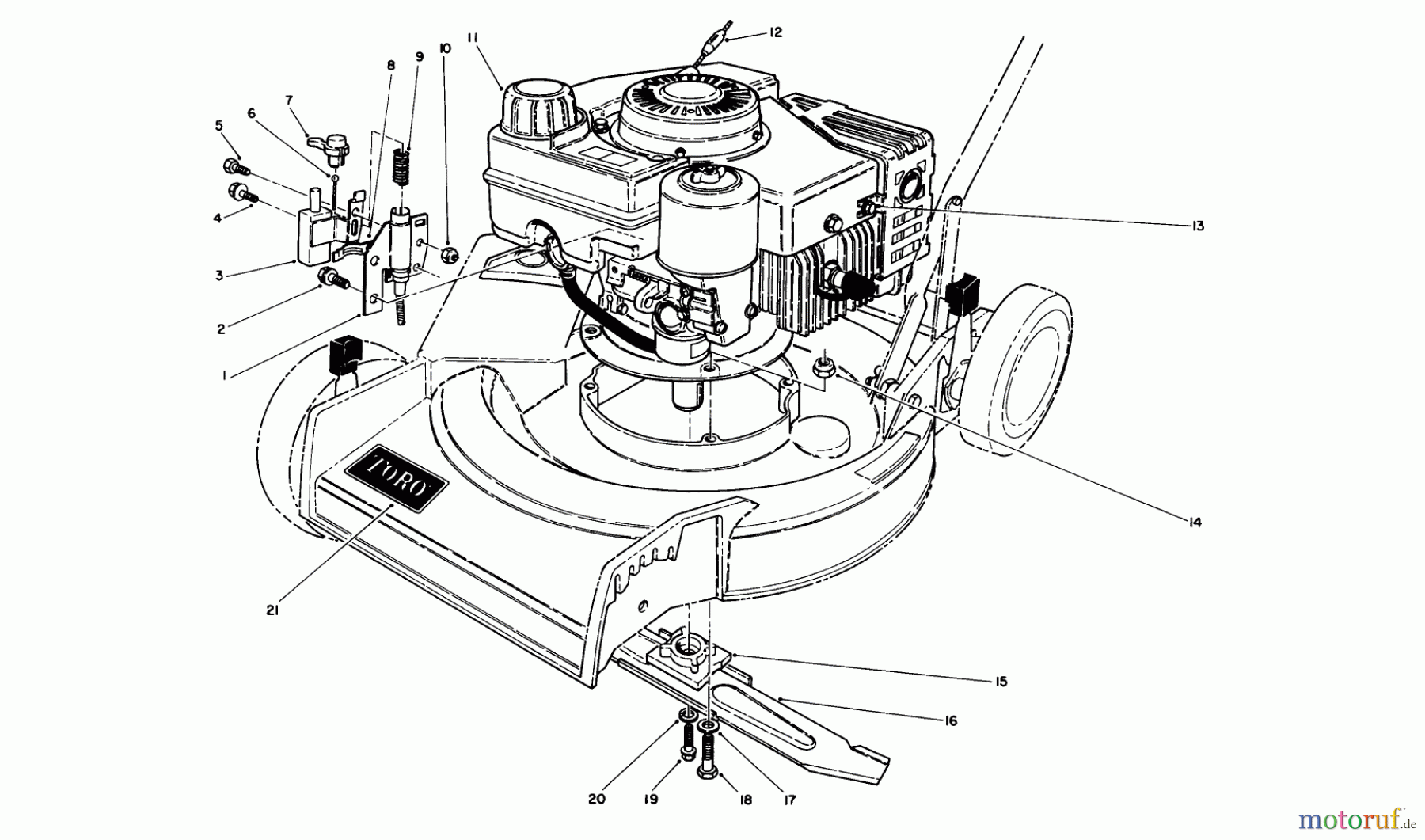 Toro Neu Mowers, Walk-Behind Seite 1 16551 - Toro Lawnmower, 1989 (9000001-9999999) ENGINE ASSEMBLY
