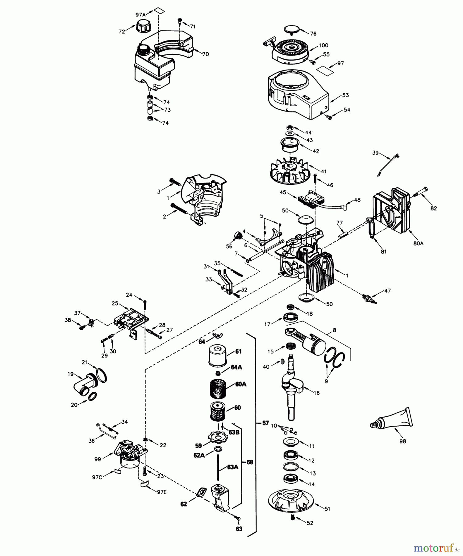  Toro Neu Mowers, Walk-Behind Seite 1 16551 - Toro Lawnmower, 1989 (9000001-9999999) ENGINE TECUMSEH MODEL NO. TVS840-8016B