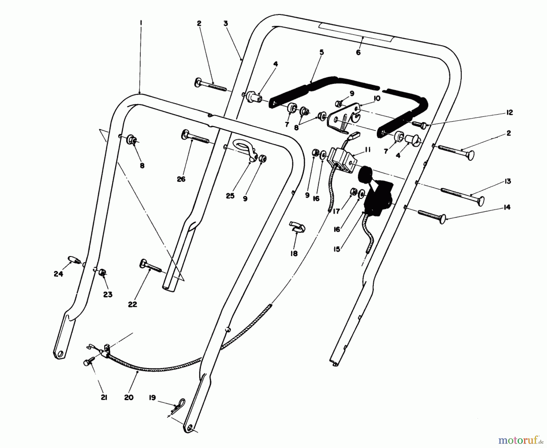  Toro Neu Mowers, Walk-Behind Seite 1 16575 - Toro Lawnmower, 1988 (8000001-8012678) HANDLE ASSEMBLY