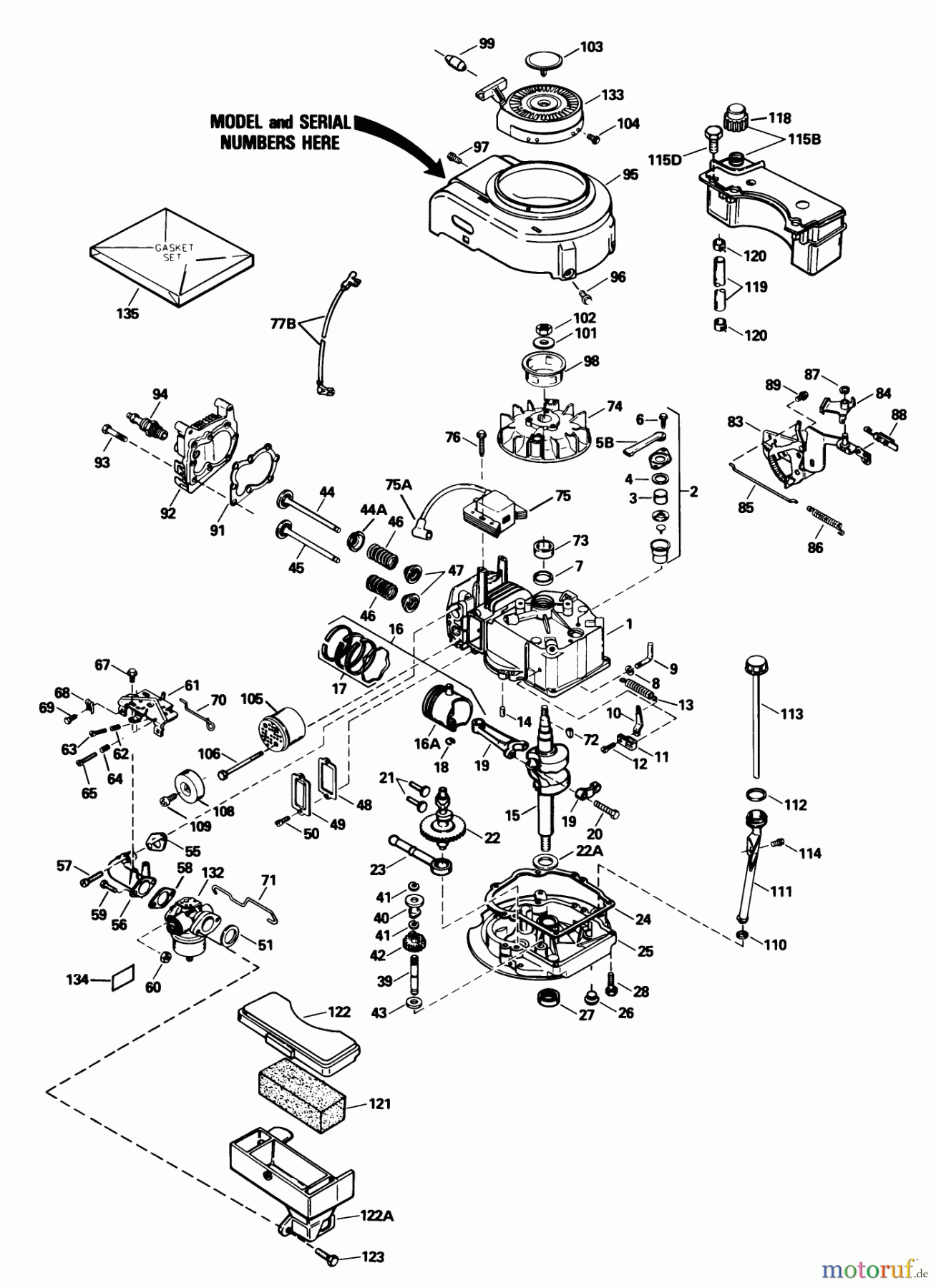  Toro Neu Mowers, Walk-Behind Seite 1 16575 - Toro Lawnmower, 1989 (9000001-9999999) ENGINE TECUMSEH MODEL NO. TVS100-44016B