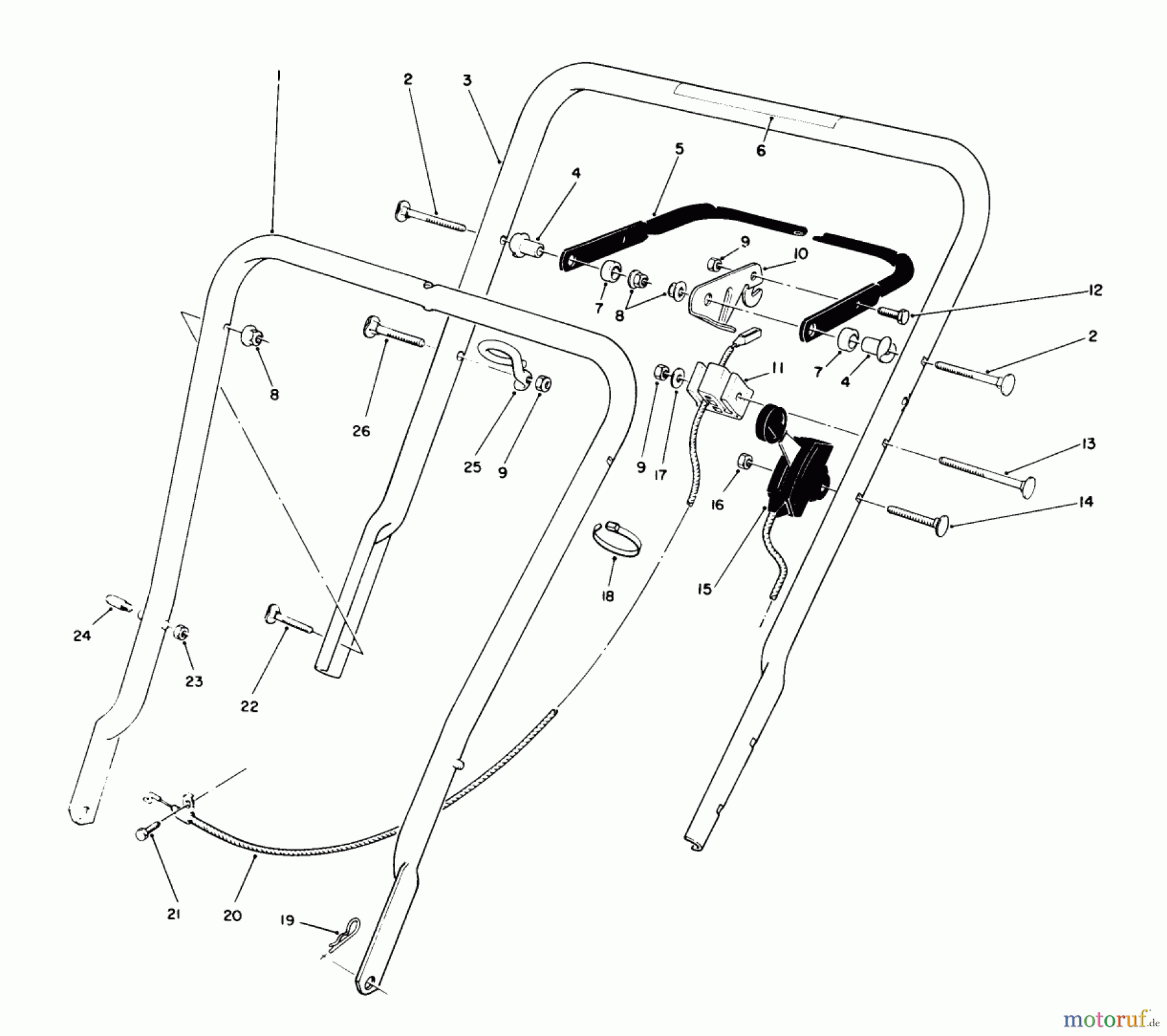  Toro Neu Mowers, Walk-Behind Seite 1 16576 - Toro Lawnmower, 1990 (0000001-0999999) HANDLE ASSEMBLY