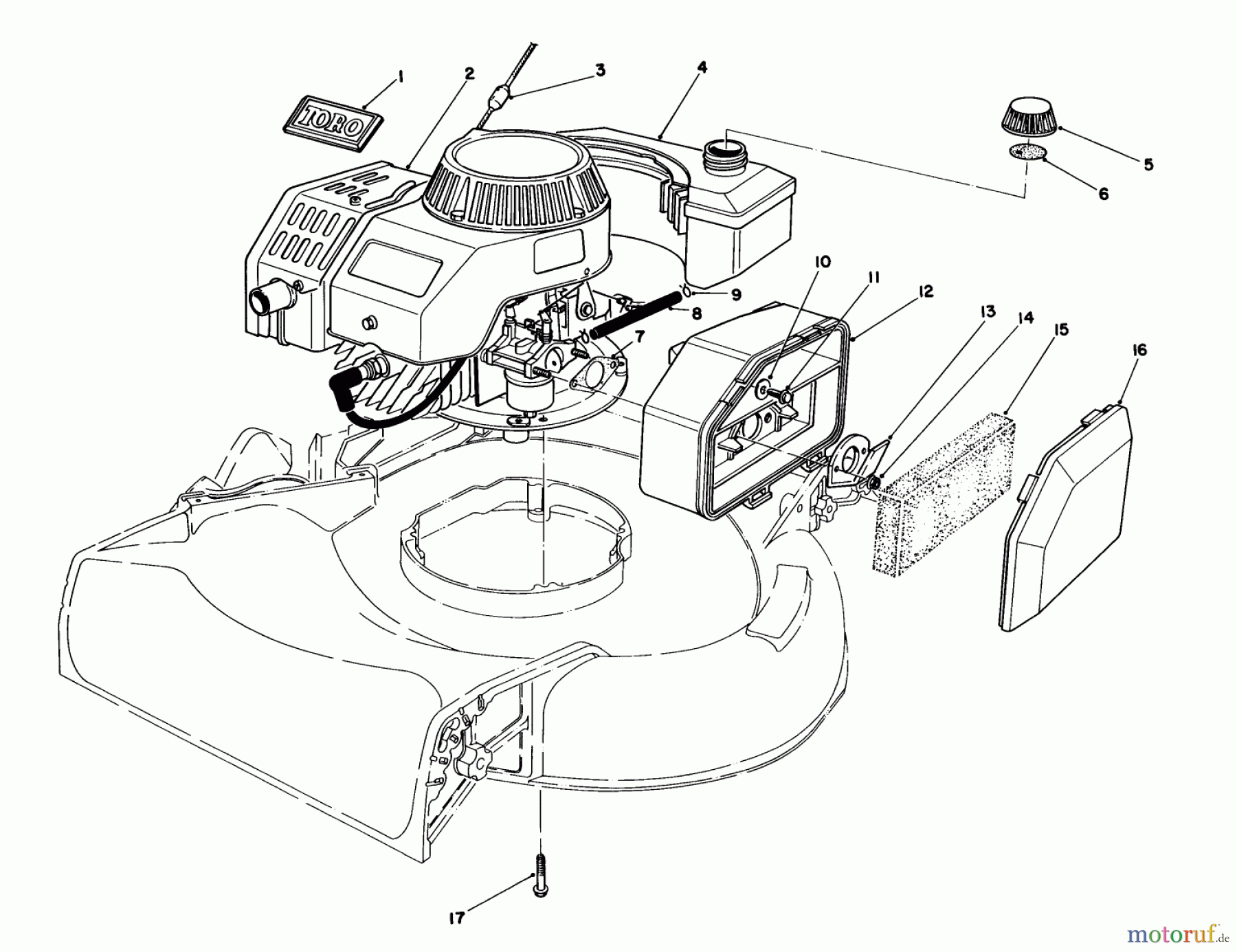  Toro Neu Mowers, Walk-Behind Seite 1 16585 - Toro Lawnmower, 1985 (5000001-5999999) ENGINE ASSEMBLY