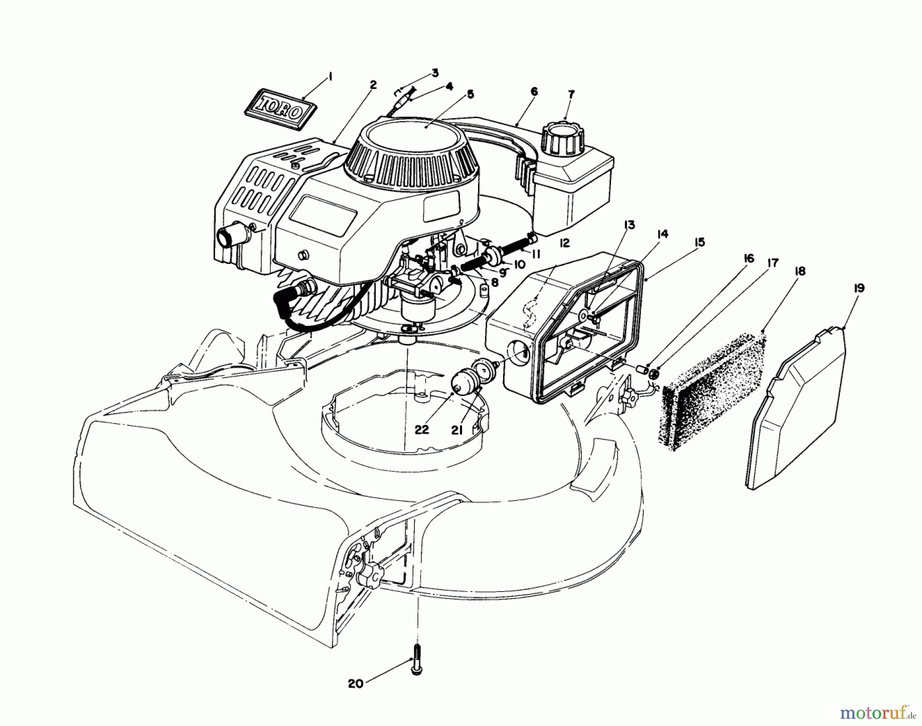  Toro Neu Mowers, Walk-Behind Seite 1 16585 - Toro Lawnmower, 1988 (8000001-8004251) ENGINE ASSEMBLY