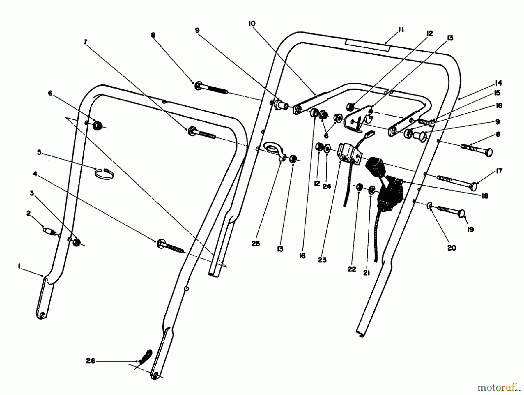  Toro Neu Mowers, Walk-Behind Seite 1 16585 - Toro Lawnmower, 1991 (1000001-1999999) HANDLE ASSEMBLY