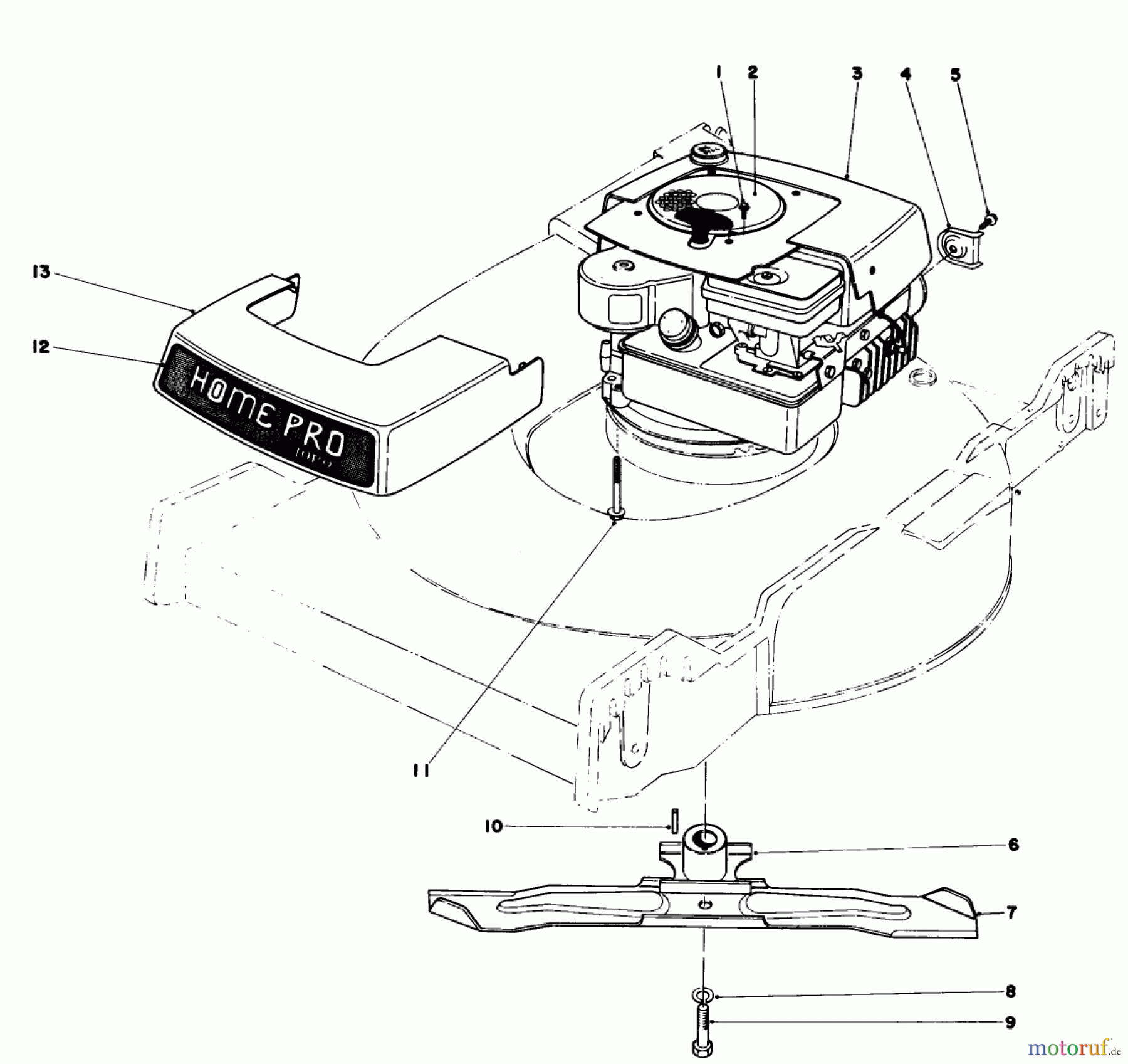  Toro Neu Mowers, Walk-Behind Seite 1 16711 - Toro Lawnmower, 1977 (7000001-7999999) ENGINE ASSEMBLY