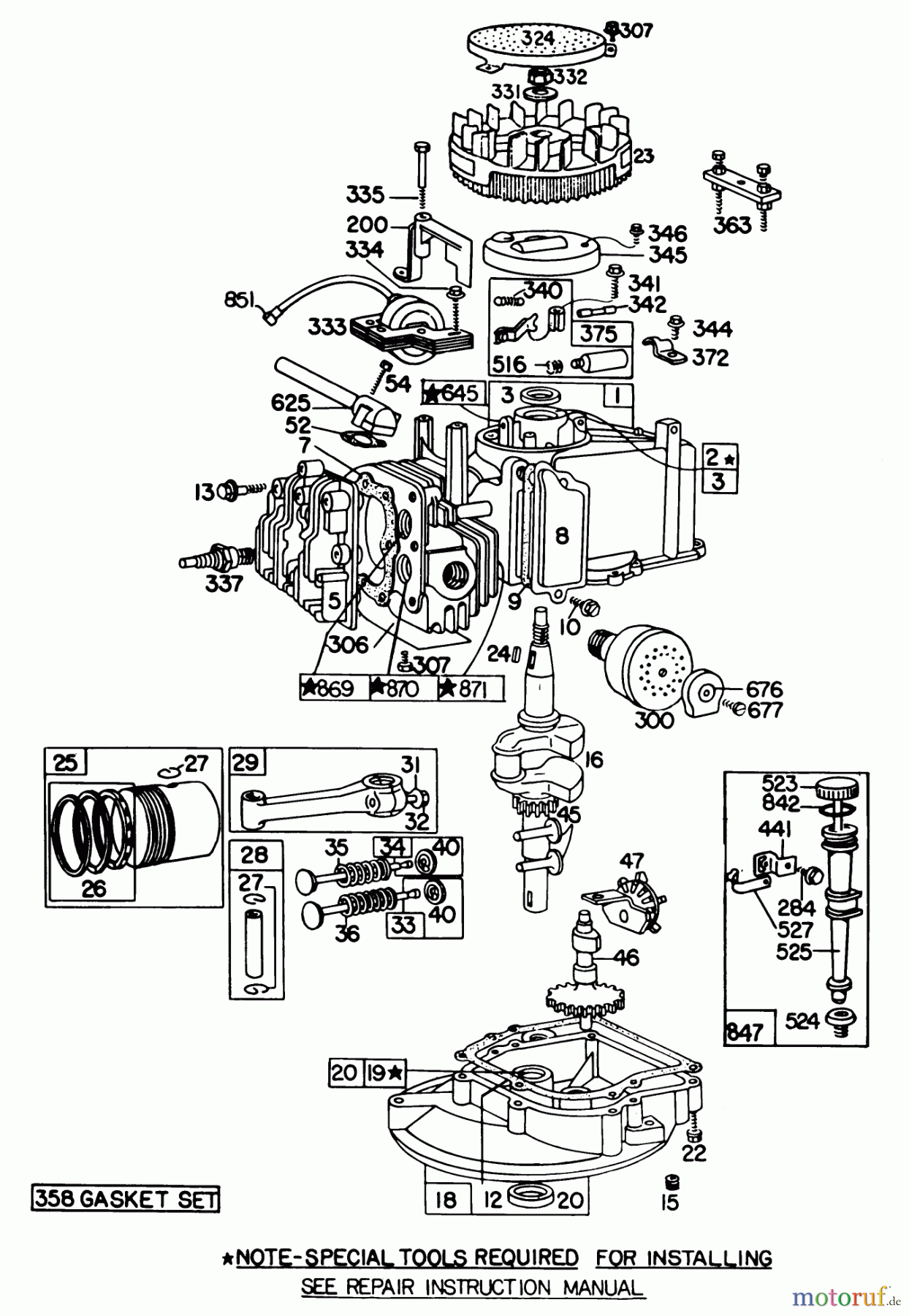  Toro Neu Mowers, Walk-Behind Seite 1 16711 - Toro Lawnmower, 1978 (8000001-8999999) ENGINE BRIGGS & STRATTON MODEL 92908-1846-01