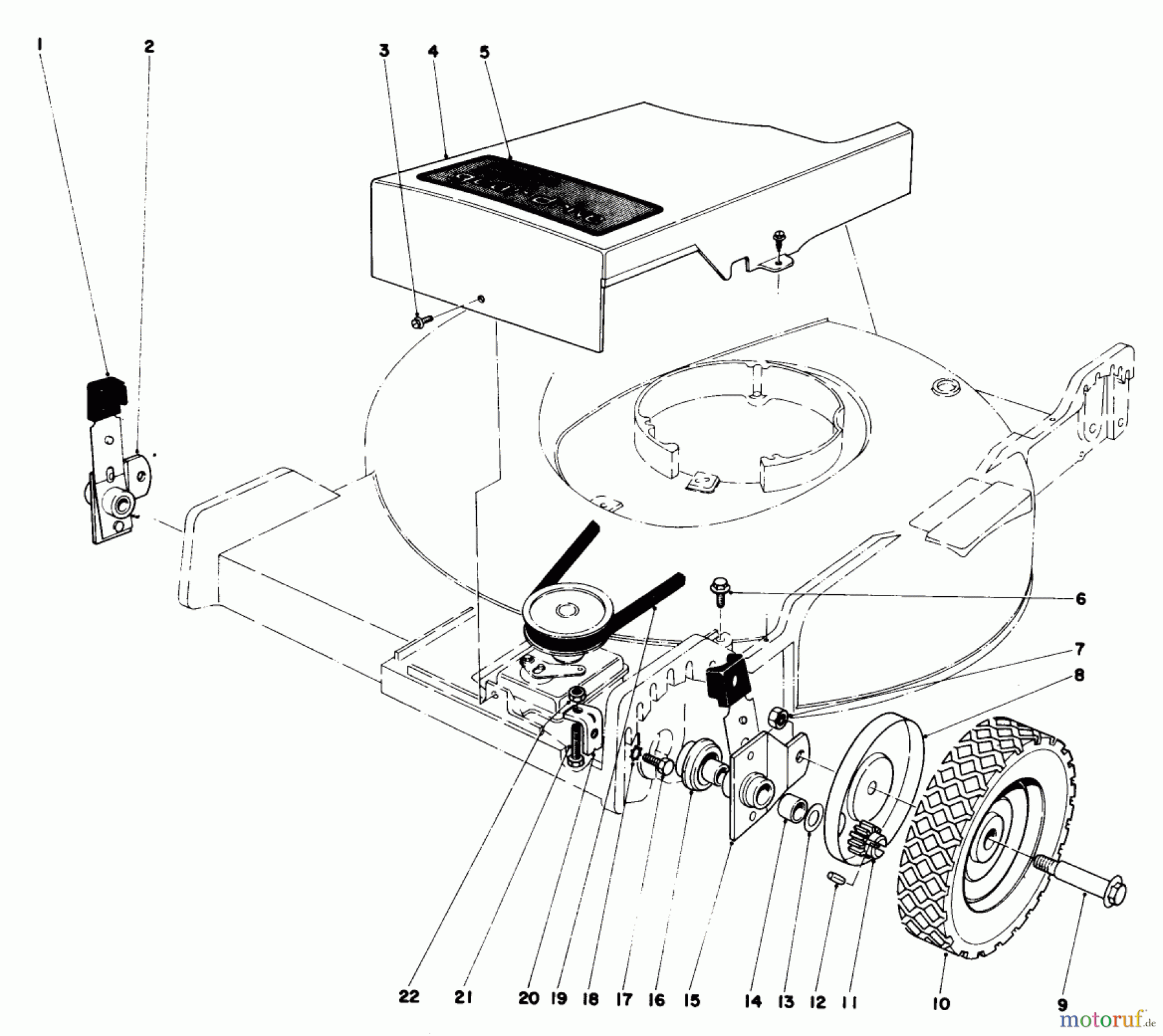  Toro Neu Mowers, Walk-Behind Seite 1 16756 - Toro Lawnmower, 1977 (7000001-7999999) FRONT WHEEL AND PIVOT ARM ASSEMBLY