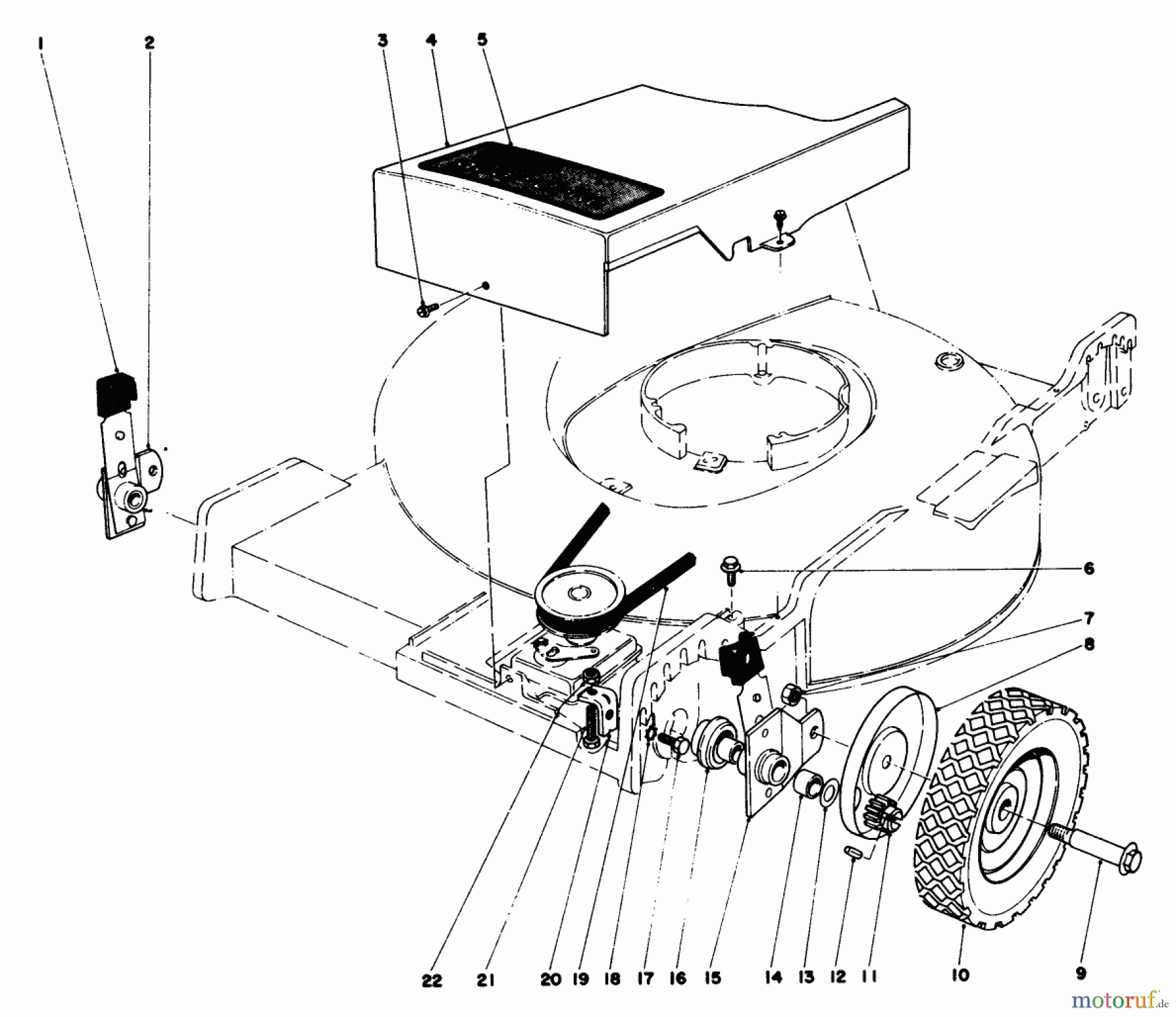  Toro Neu Mowers, Walk-Behind Seite 1 16756 - Toro Lawnmower, 1978 (8000001-8999999) FRONT WHEEL AND PIVOT ARM ASSEMBLY