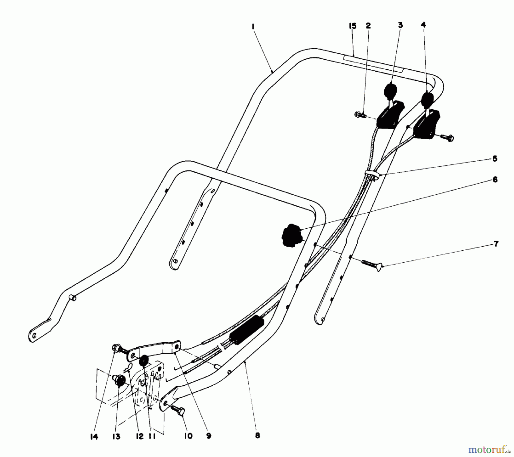  Toro Neu Mowers, Walk-Behind Seite 1 16756 - Toro Lawnmower, 1978 (8000001-8999999) HANDLE ASSEMBLY