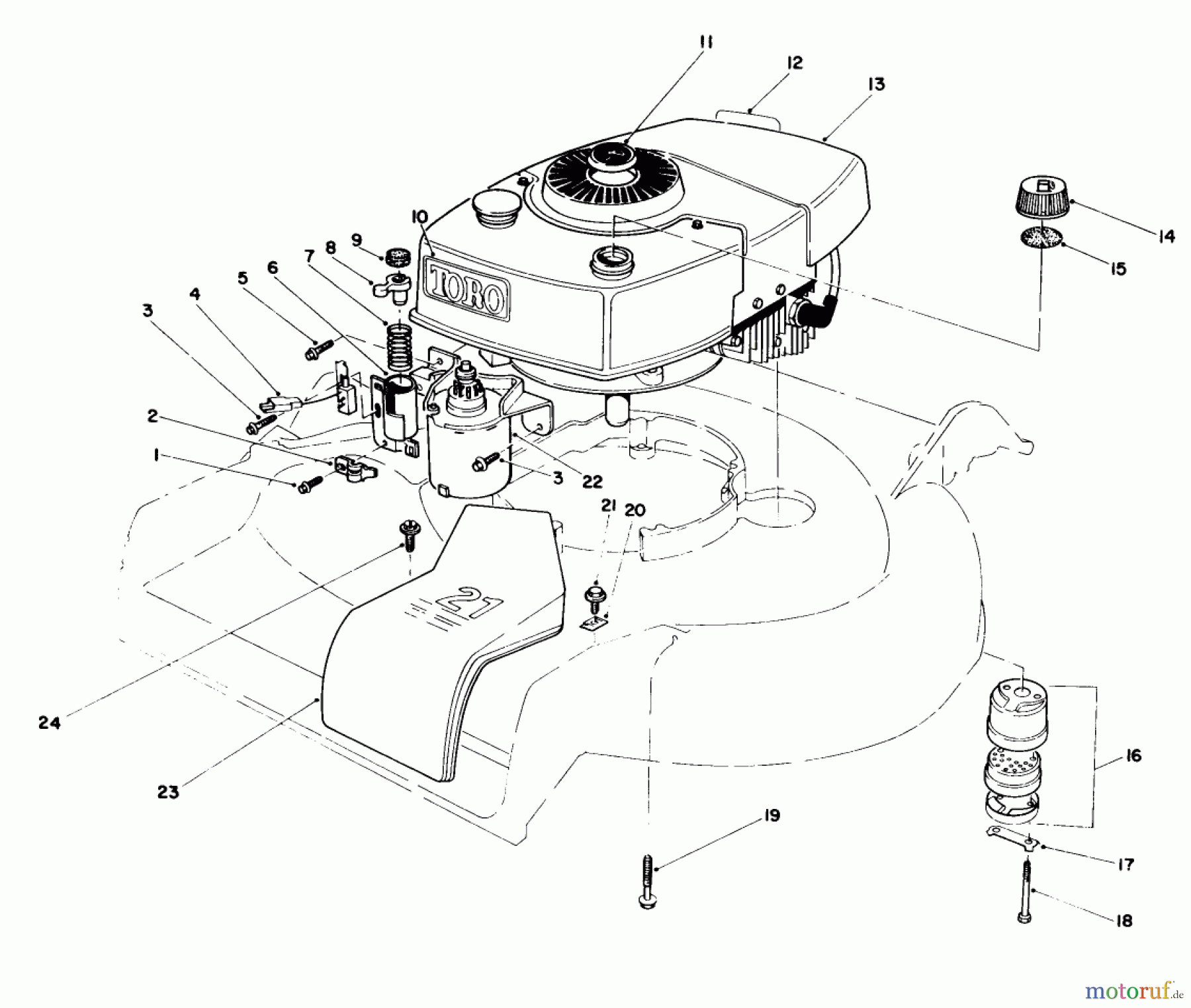  Toro Neu Mowers, Walk-Behind Seite 1 16770 - Toro Lawnmower, 1984 (4000001-4999999) ENGINE ASSEMBLY