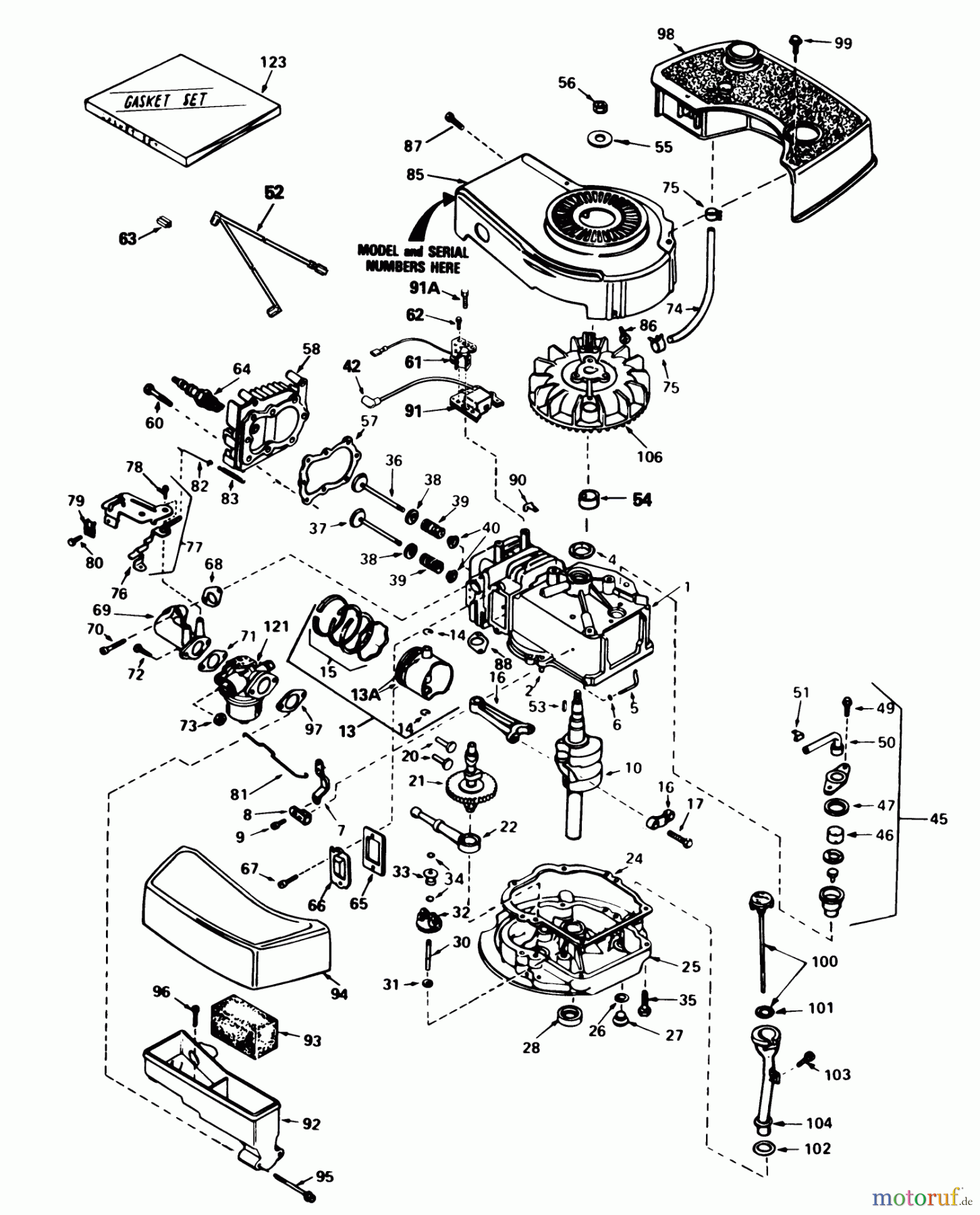  Toro Neu Mowers, Walk-Behind Seite 1 16770 - Toro Lawnmower, 1984 (4000001-4999999) ENGINE TECUMSEH MODEL NO. TNT 100-10084E