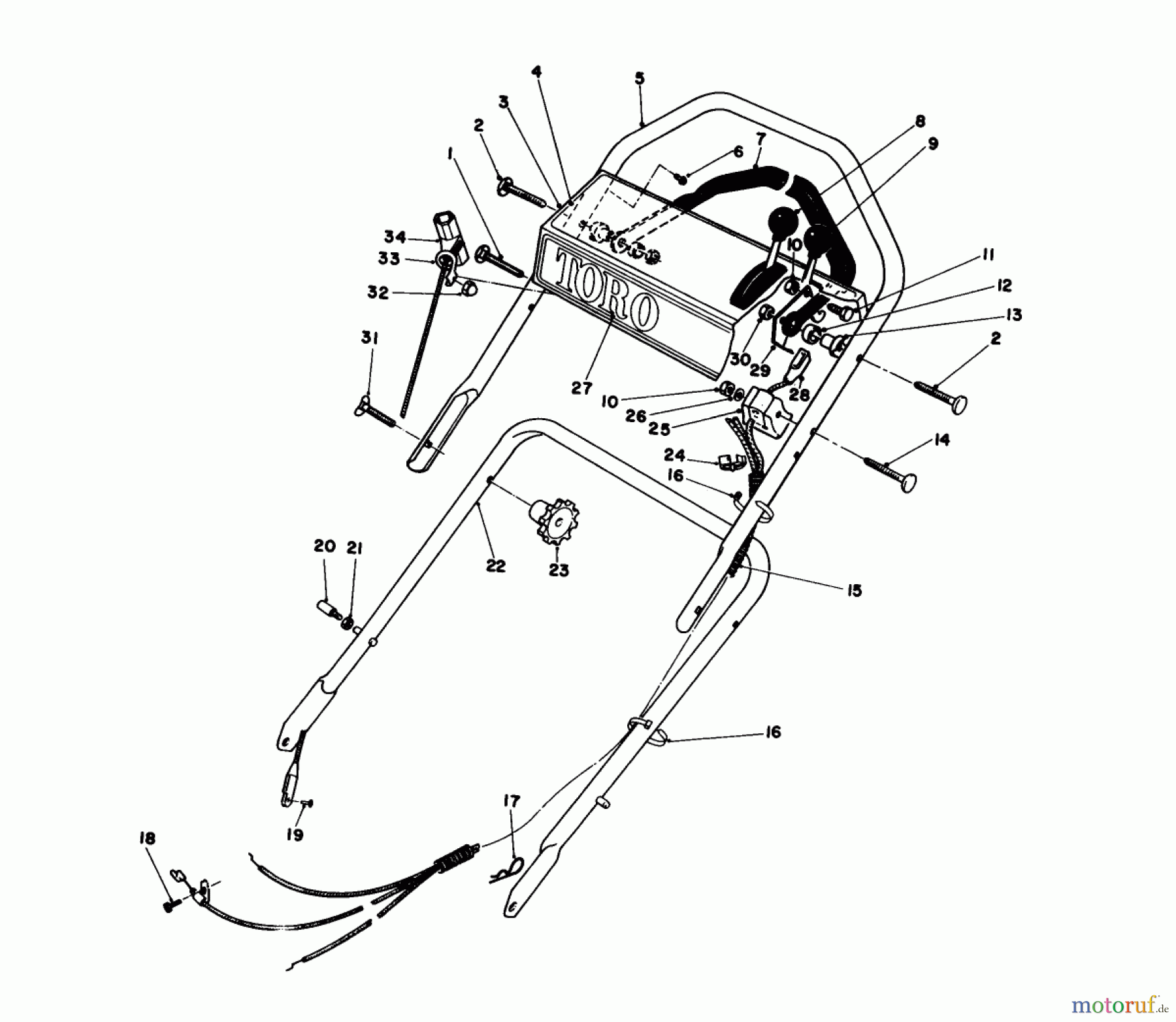  Toro Neu Mowers, Walk-Behind Seite 1 16771 - Toro Lawnmower, 1984 (4000001-4999999) HANDLE ASSEMBLY