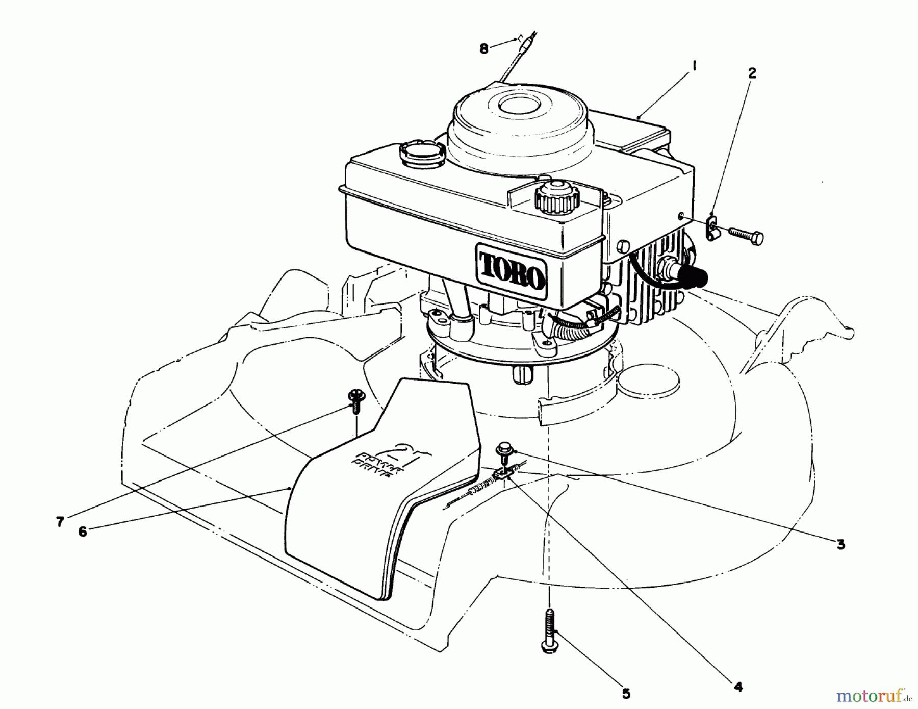  Toro Neu Mowers, Walk-Behind Seite 1 16775 - Toro Lawnmower, 1988 (8000001-8022965) ENGINE ASSEMBLY