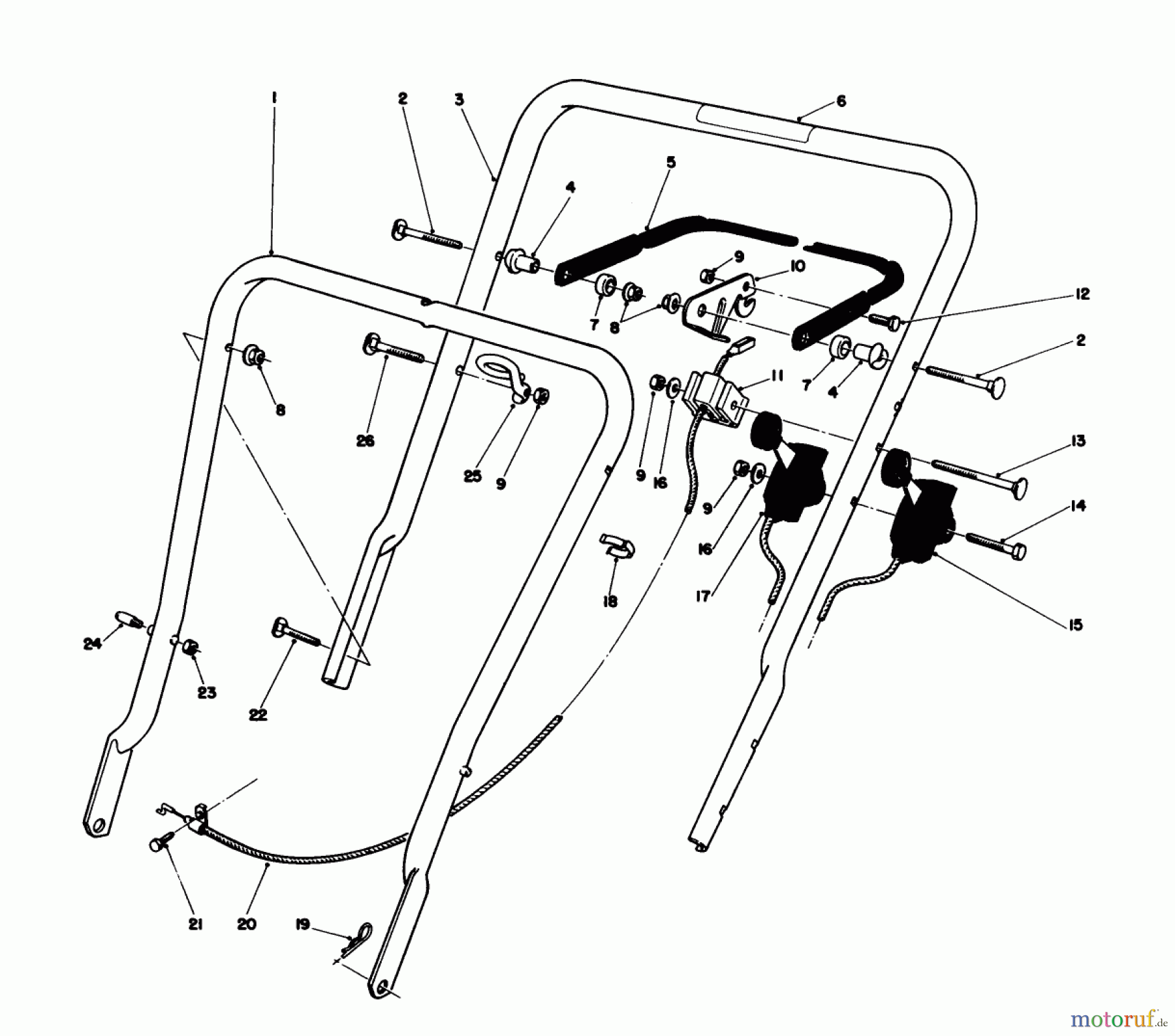  Toro Neu Mowers, Walk-Behind Seite 1 16775 - Toro Lawnmower, 1988 (8000001-8022965) HANDLE ASSEMBLY