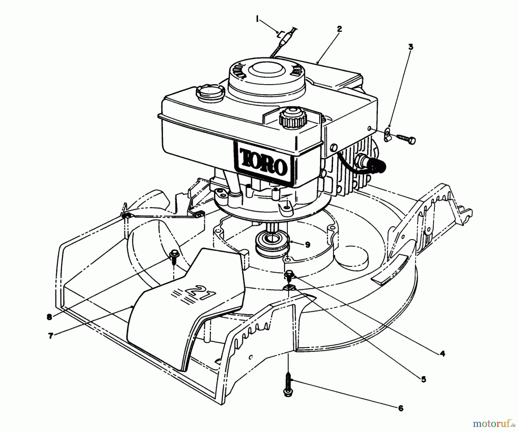  Toro Neu Mowers, Walk-Behind Seite 1 16775 - Toro Lawnmower, 1988 (8022966-8999999) ENGINE ASSEMBLY
